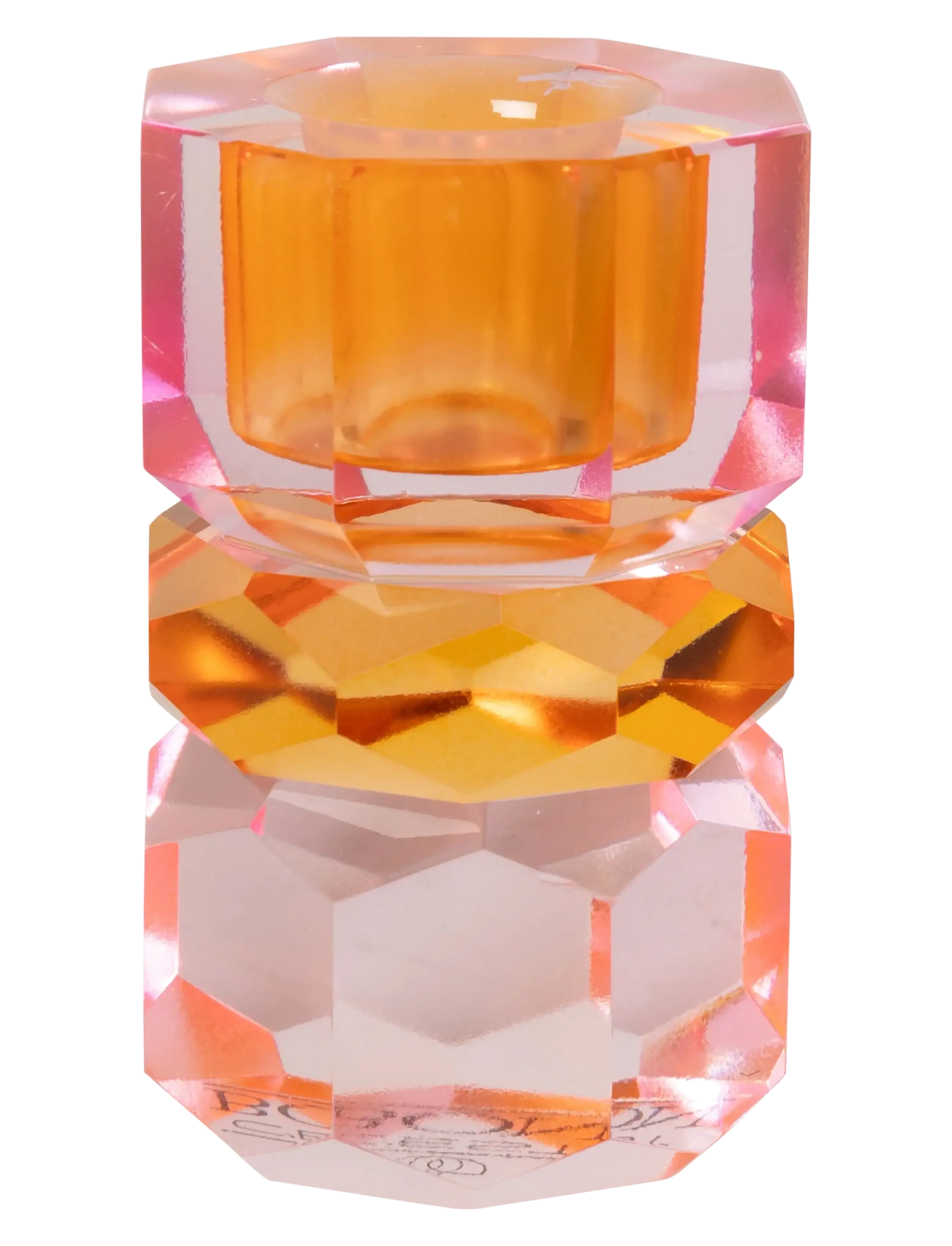 Crystal candle holder - PINK/TANGERINE/PEACH