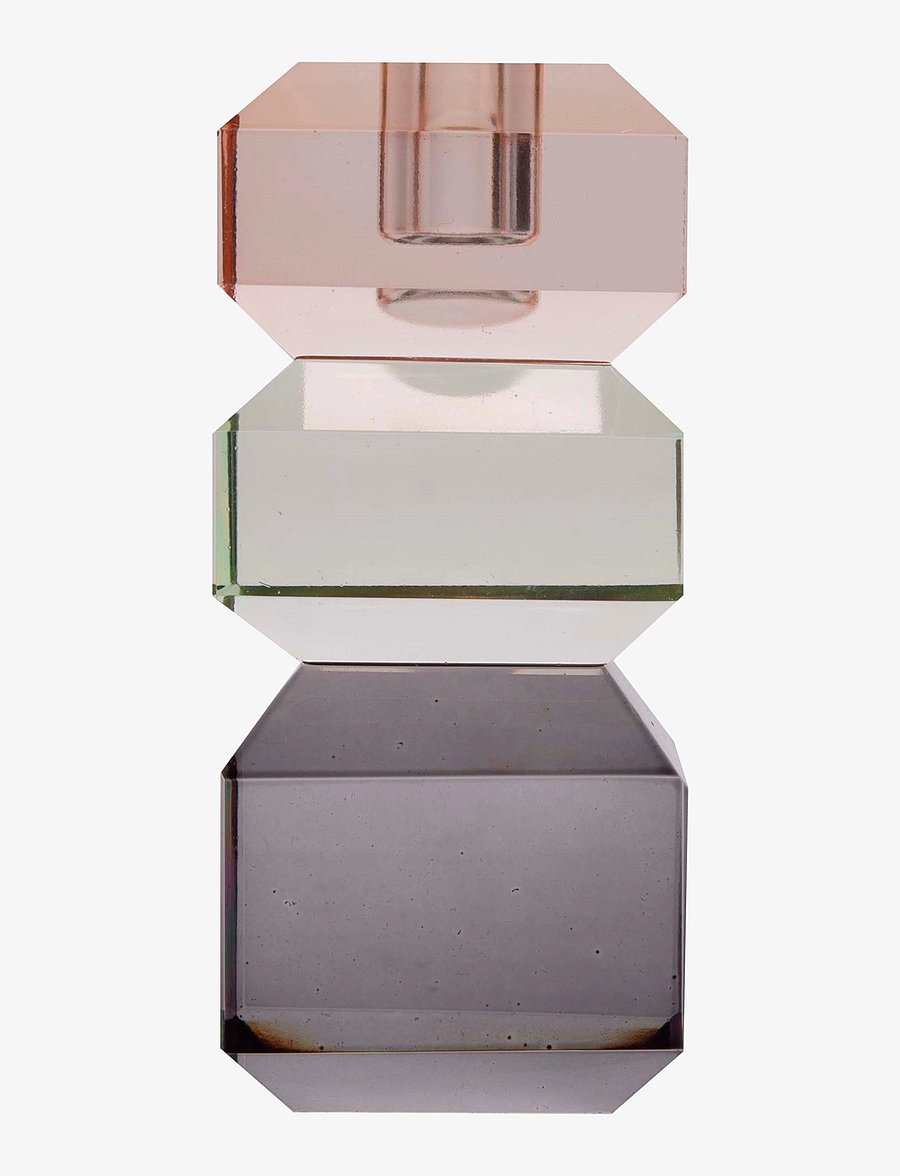 C'est Bon - Crystal candle holder - peach/green/smoke - 0