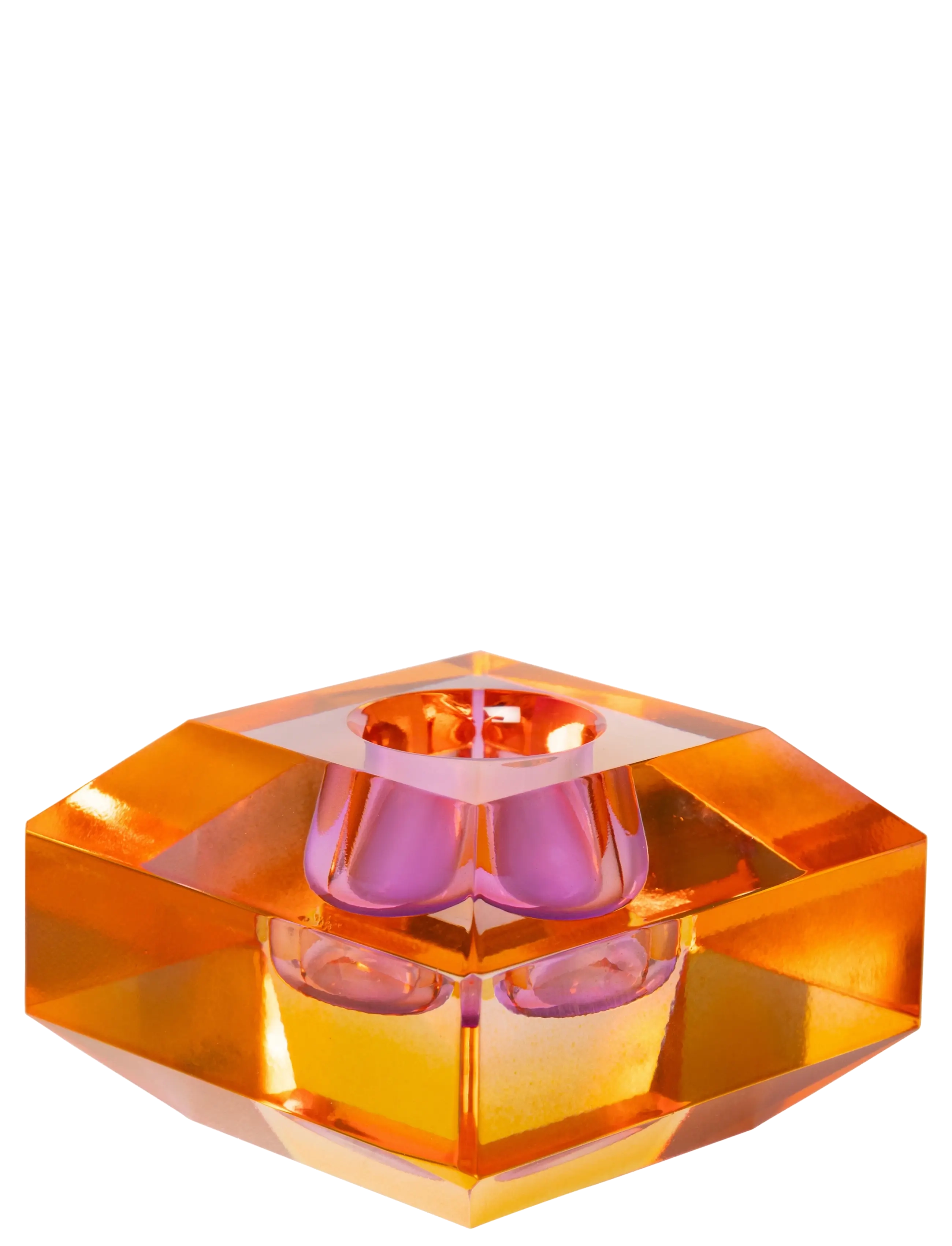 C'est Bon Crystal Candle Holder, Lysestage, Orange, Str: H4CM