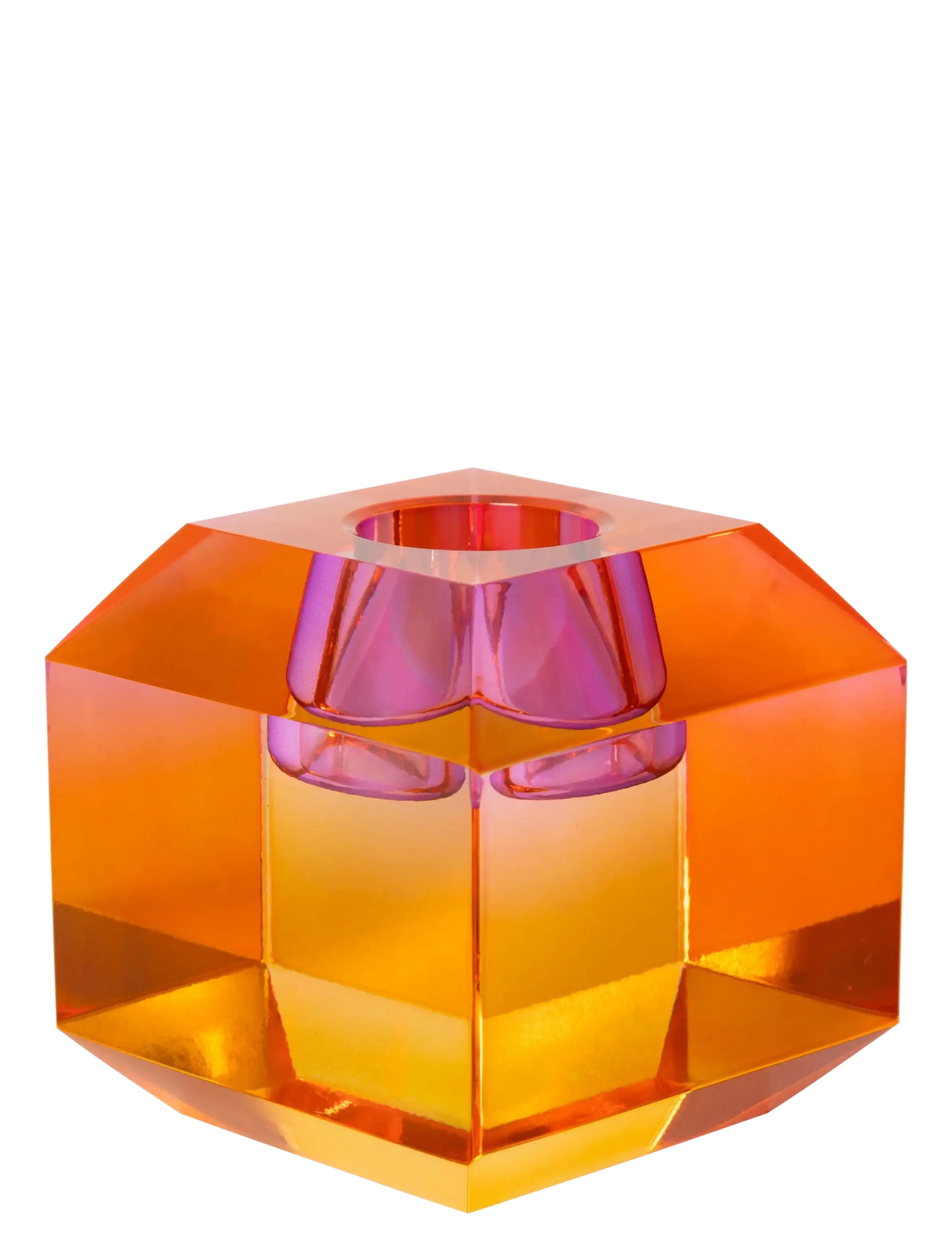 C'est Bon Crystal Candle Holder, Lysestage, Orange, Str: H6CM