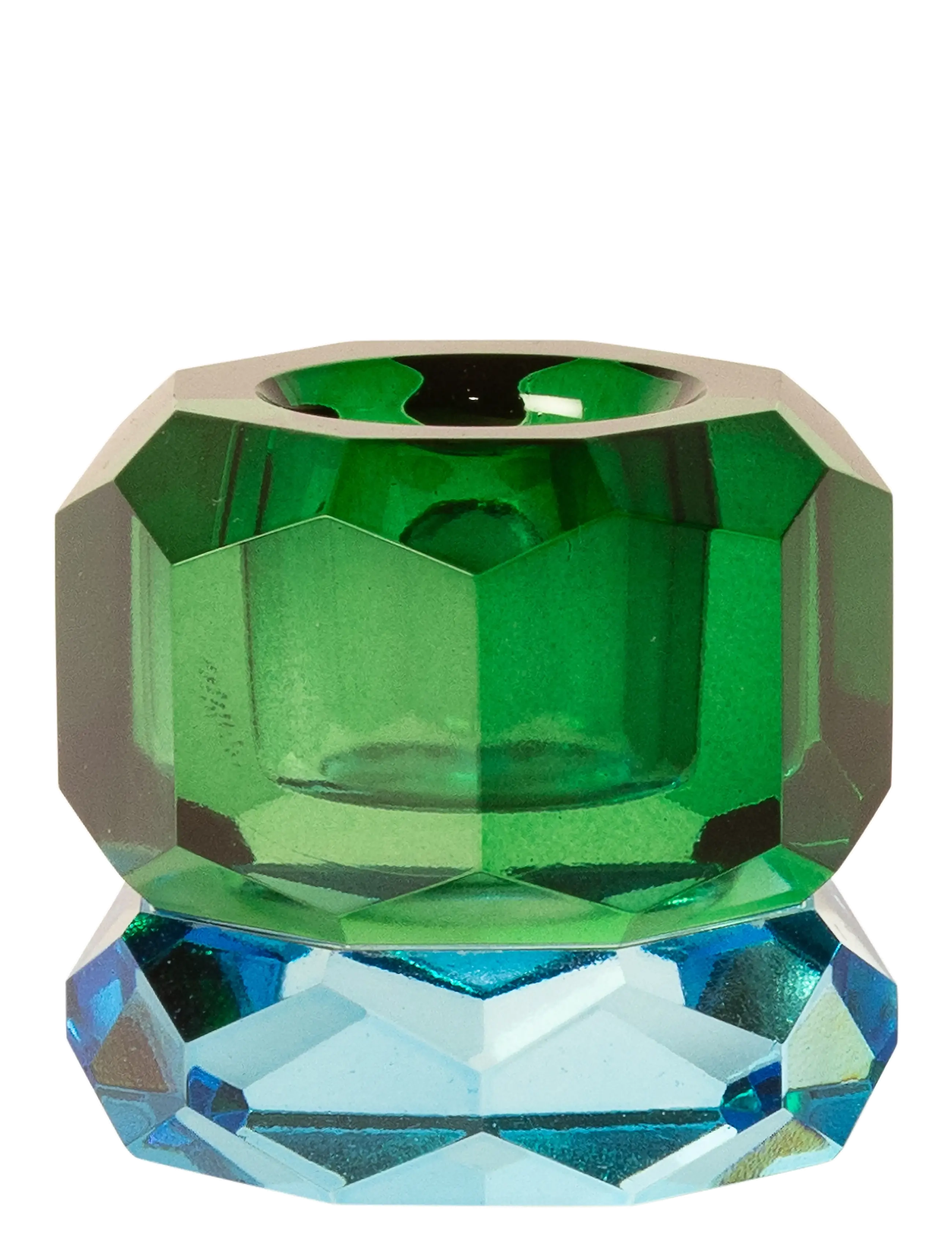 Crystal candle holder - COBALT/DARK GREEN