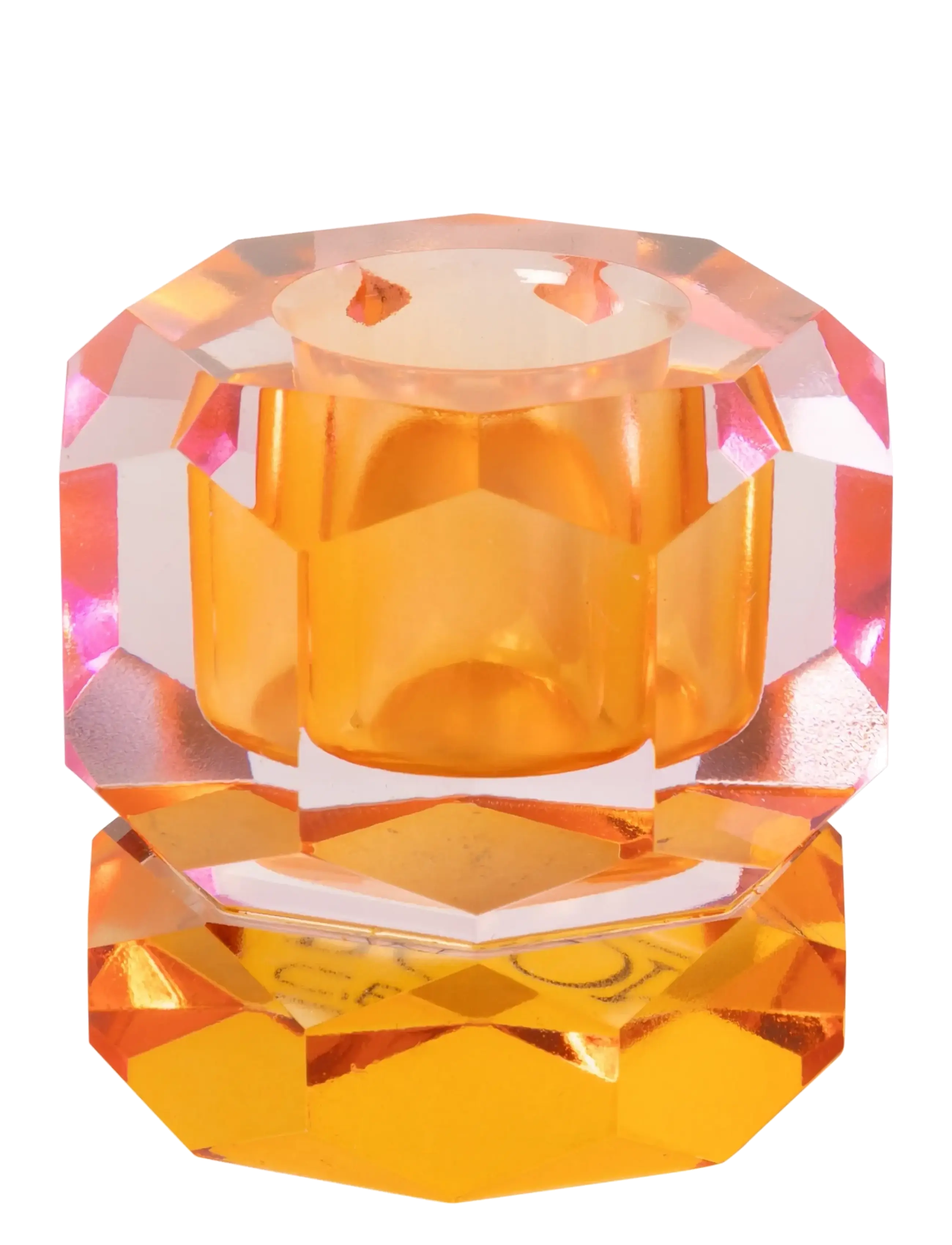 C'est Bon Crystal Candle Holder, Lysestage, Orange, Str: H4.5CM