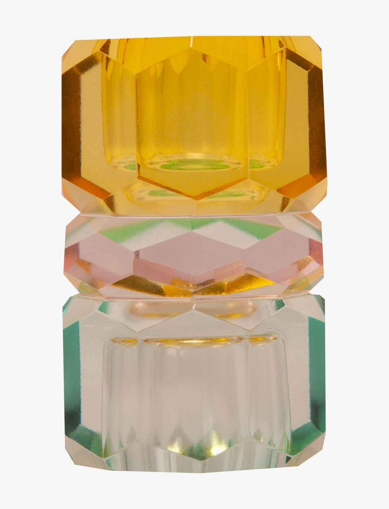 C'est Bon Crystal Candle Holder, Lysestage, Gul, Str: ONE SIZE