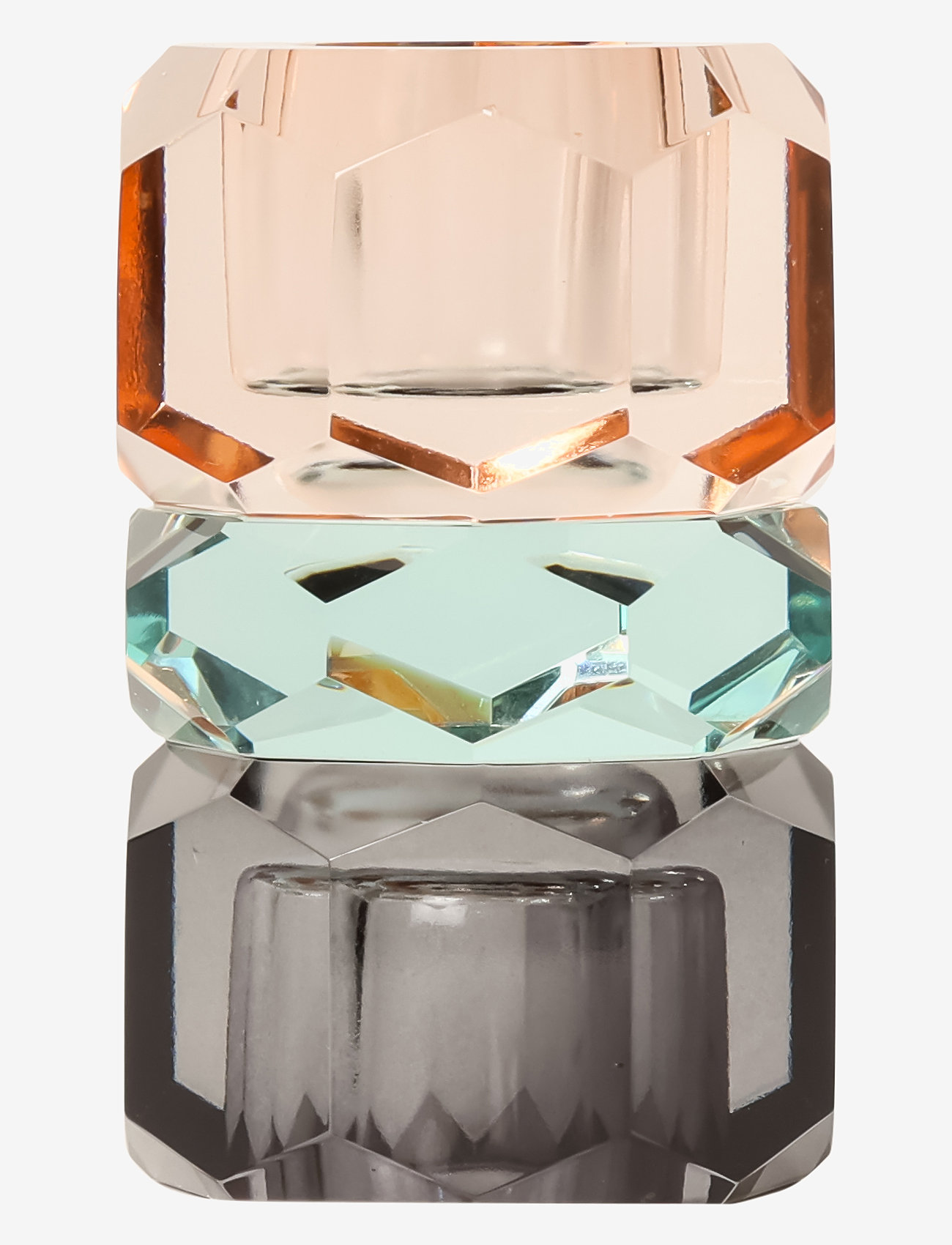 C'est Bon - Crystal candle holder - peach/green/smoke - 0
