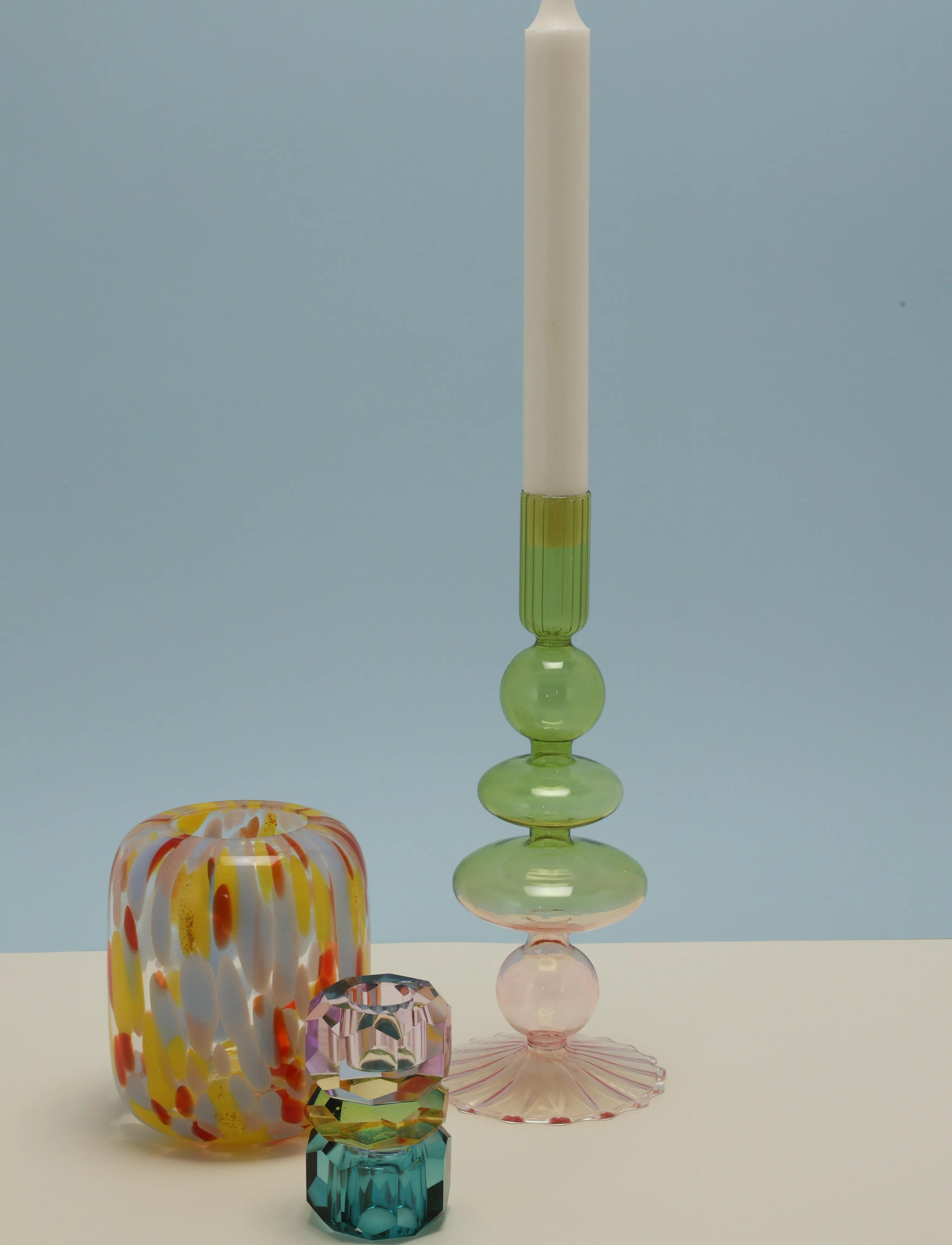 C'est Bon - Crystal candle holder - madalaimad hinnad - light mint/brown/violet - 3