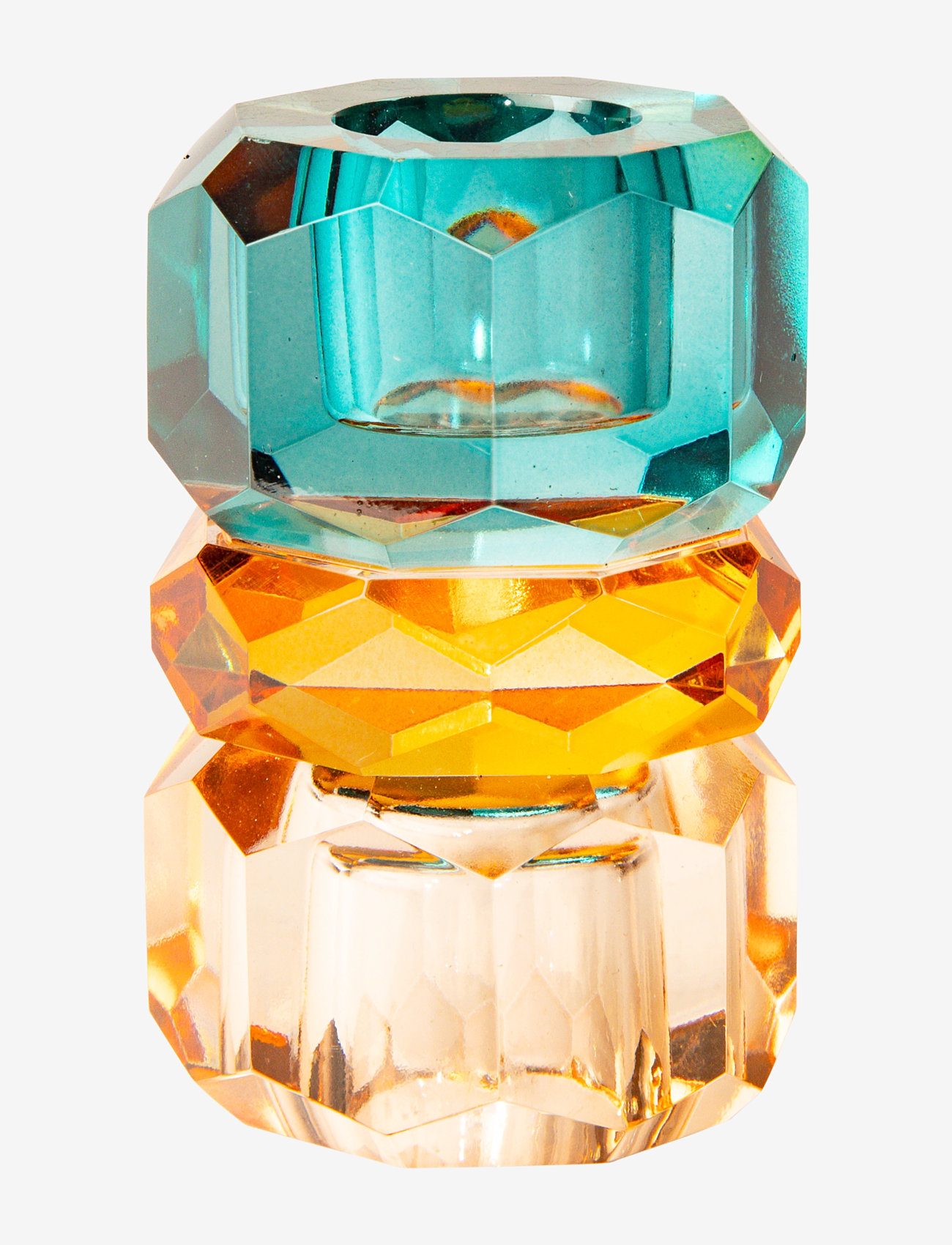 C'est Bon - Crystal candle holder - peach/amber/petrol - 0
