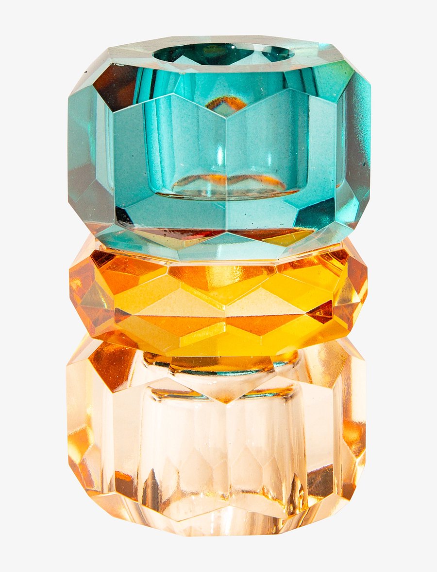 C'est Bon - Crystal candle holder - peach/amber/petrol - 0