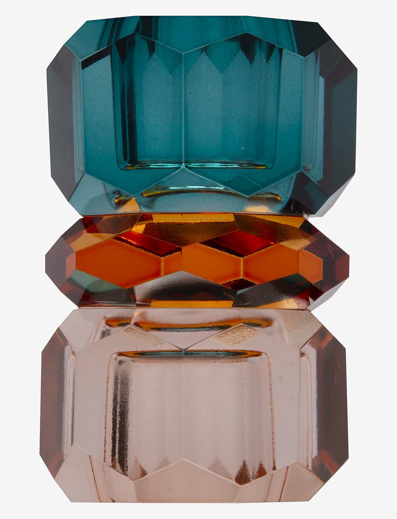 C'est Bon - Crystal candle holder - peach/amber/petrol - 1