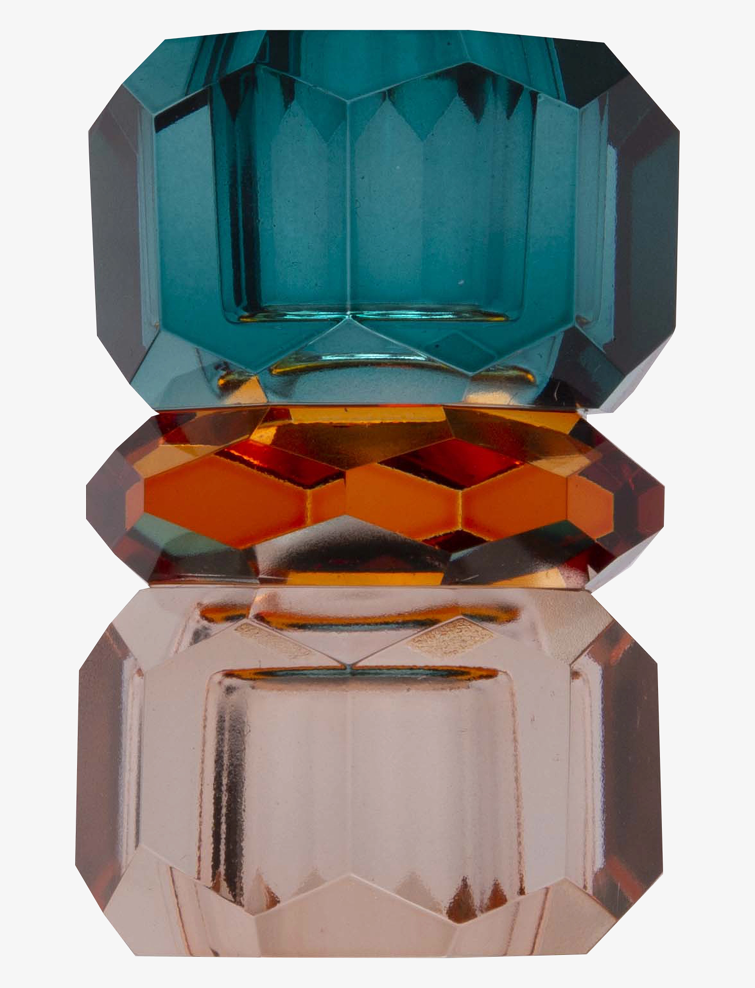 C'est Bon - Crystal candle holder - peach/amber/petrol - 1