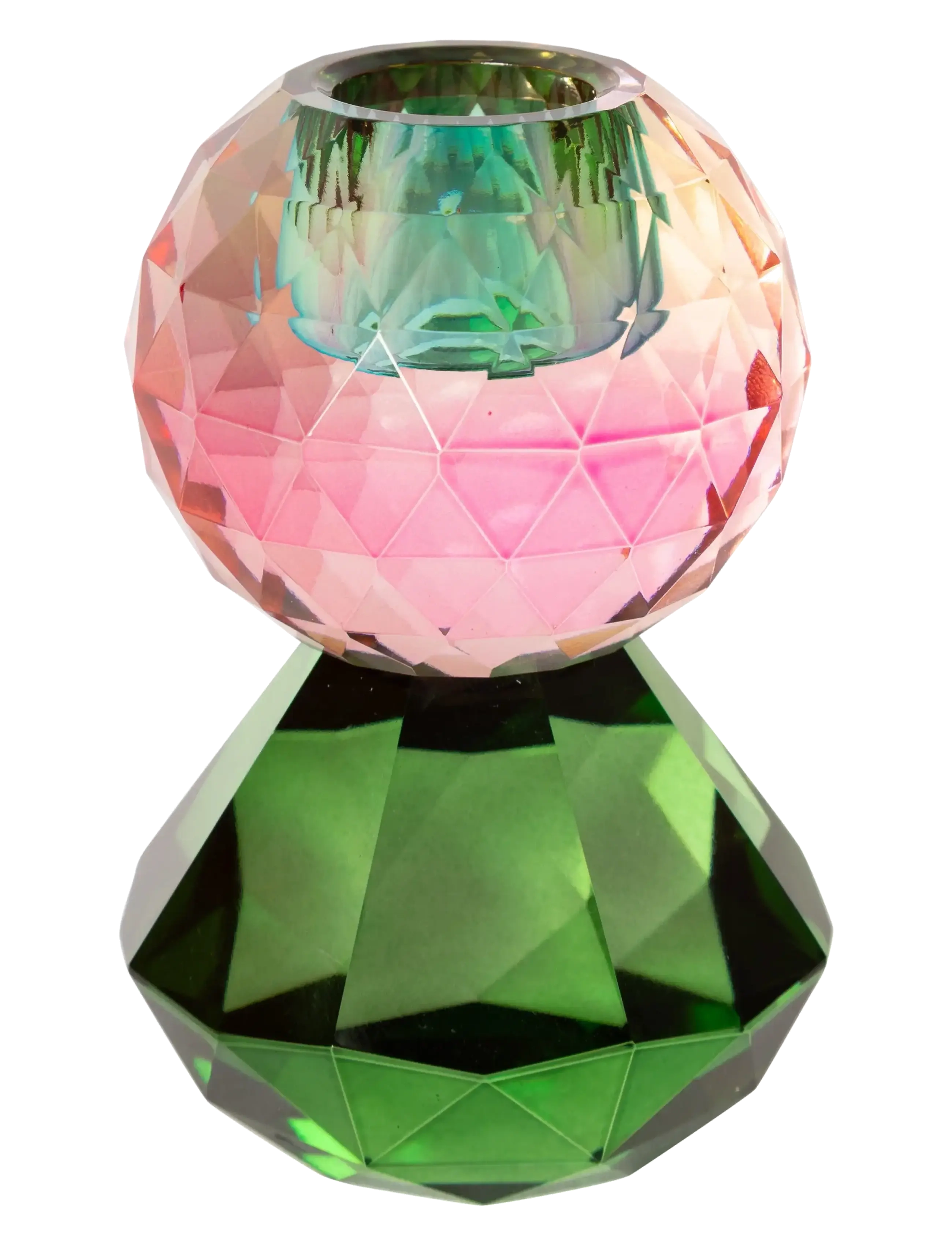 Crystal candle holder - DARKGREEN/PINK OMBRE