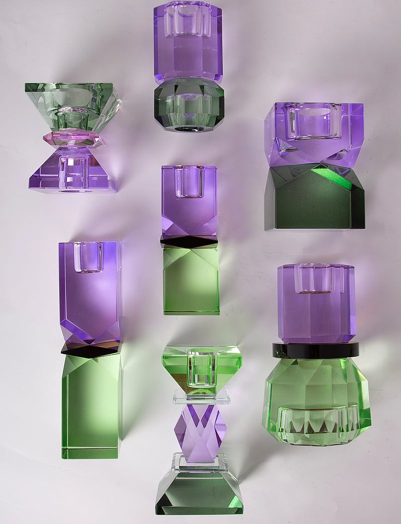 C'est Bon - Crystal candle holder - olive/violet - 2