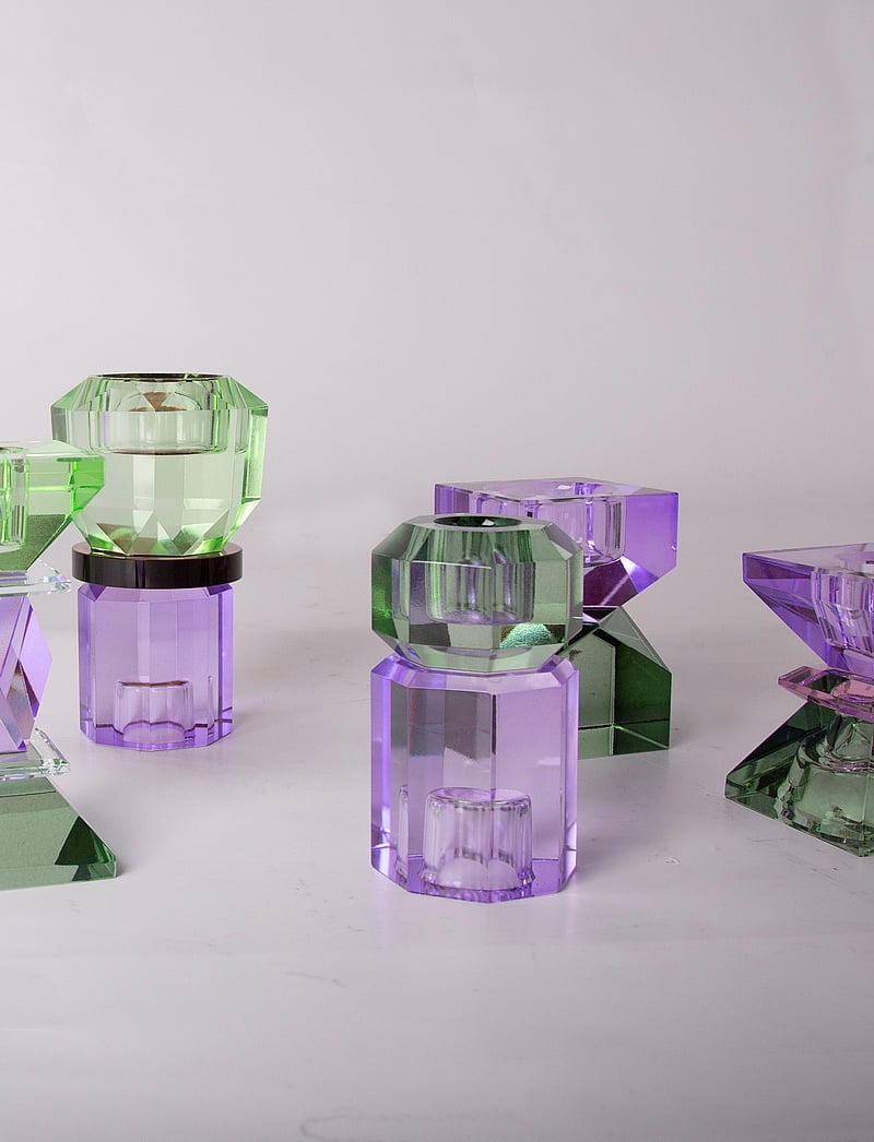 C'est Bon - Crystal candle holder - olive/violet - 3