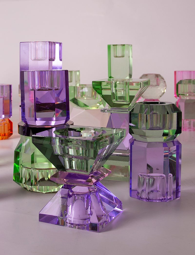 C'est Bon - Crystal candle holder - olive/violet - 4