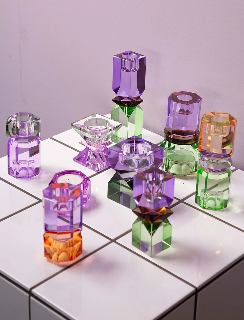 C'est Bon - Crystal candle holder - olive/violet - 5