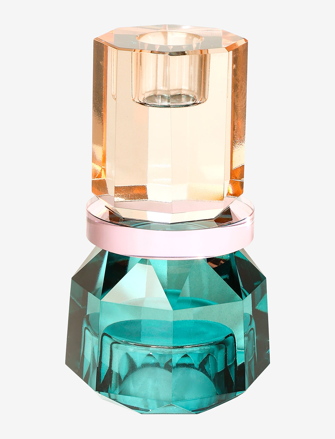 C'est Bon - Crystal candle holder - petrol/pink/peach - 0