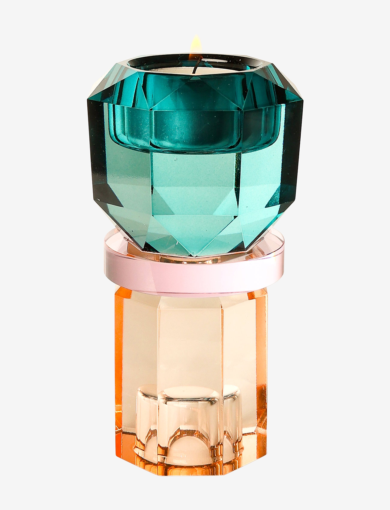 C'est Bon - Crystal candle holder - petrol/pink/peach - 1