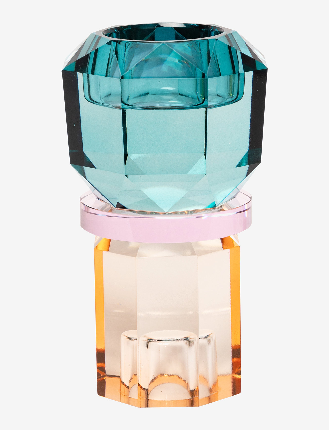 C'est Bon - Crystal candle holder - petrol/pink/peach - 3