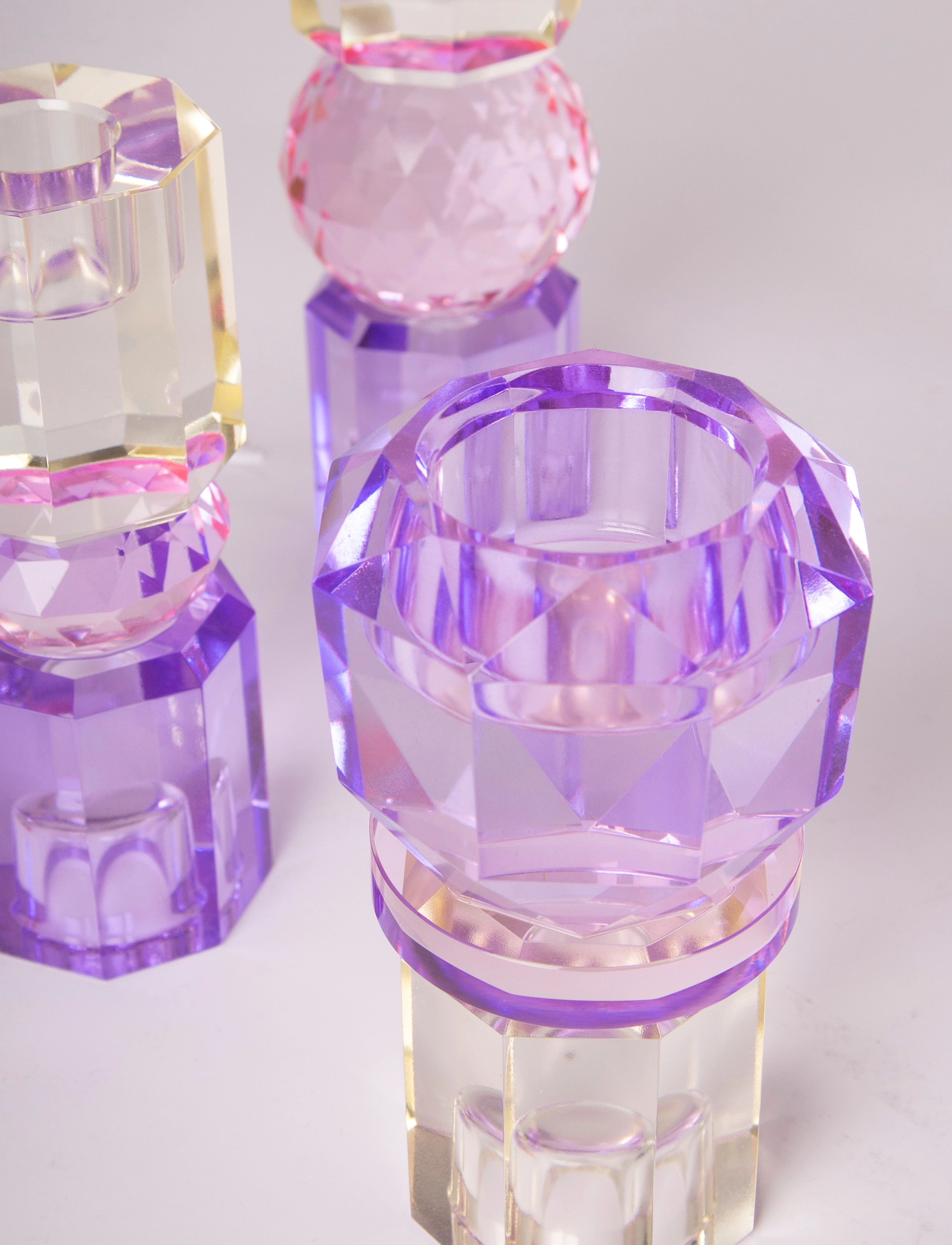 C'est Bon - Crystal candle holder - laveste priser - butter/baby pink/violet - 2