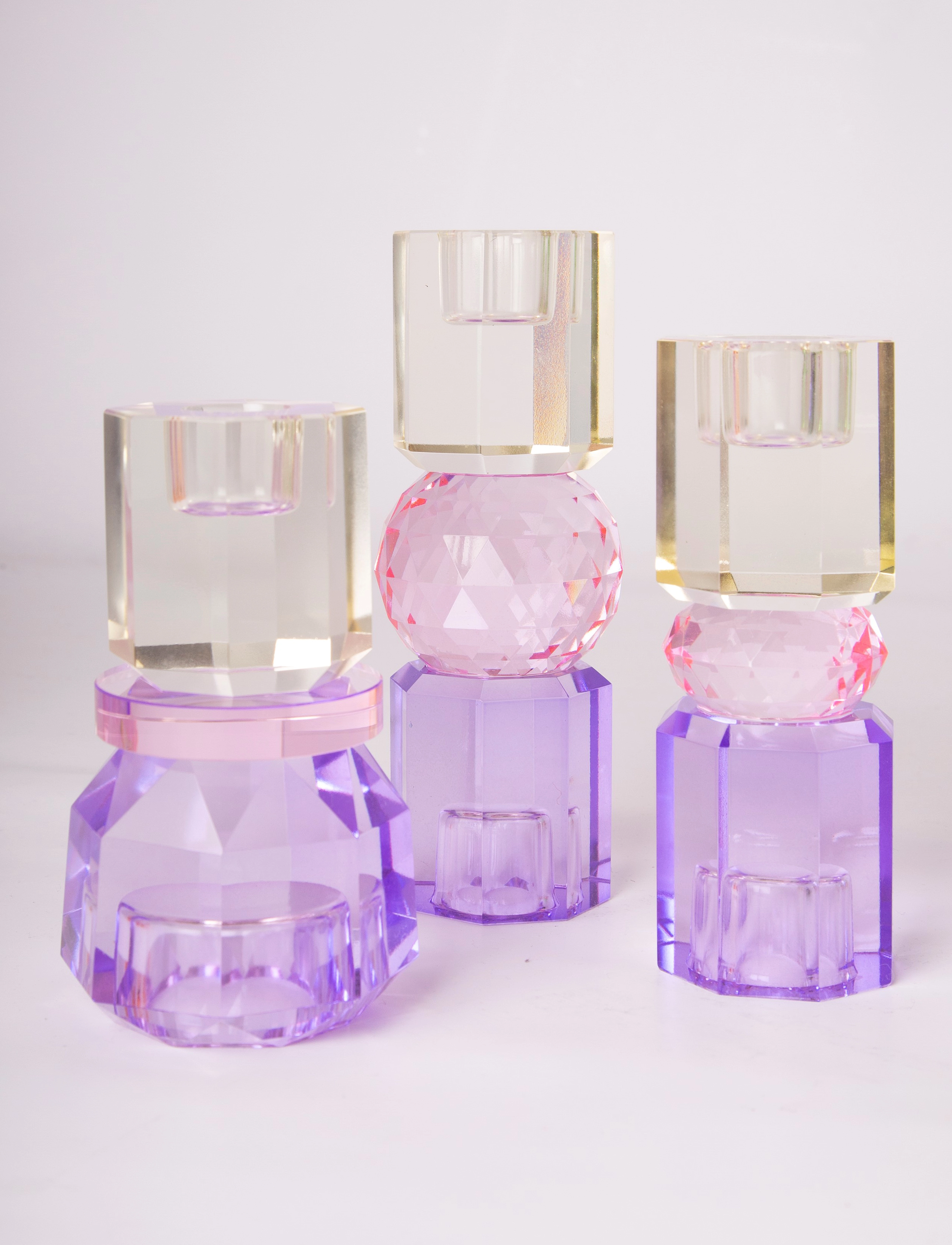 C'est Bon - Crystal candle holder - laveste priser - butter/baby pink/violet - 4