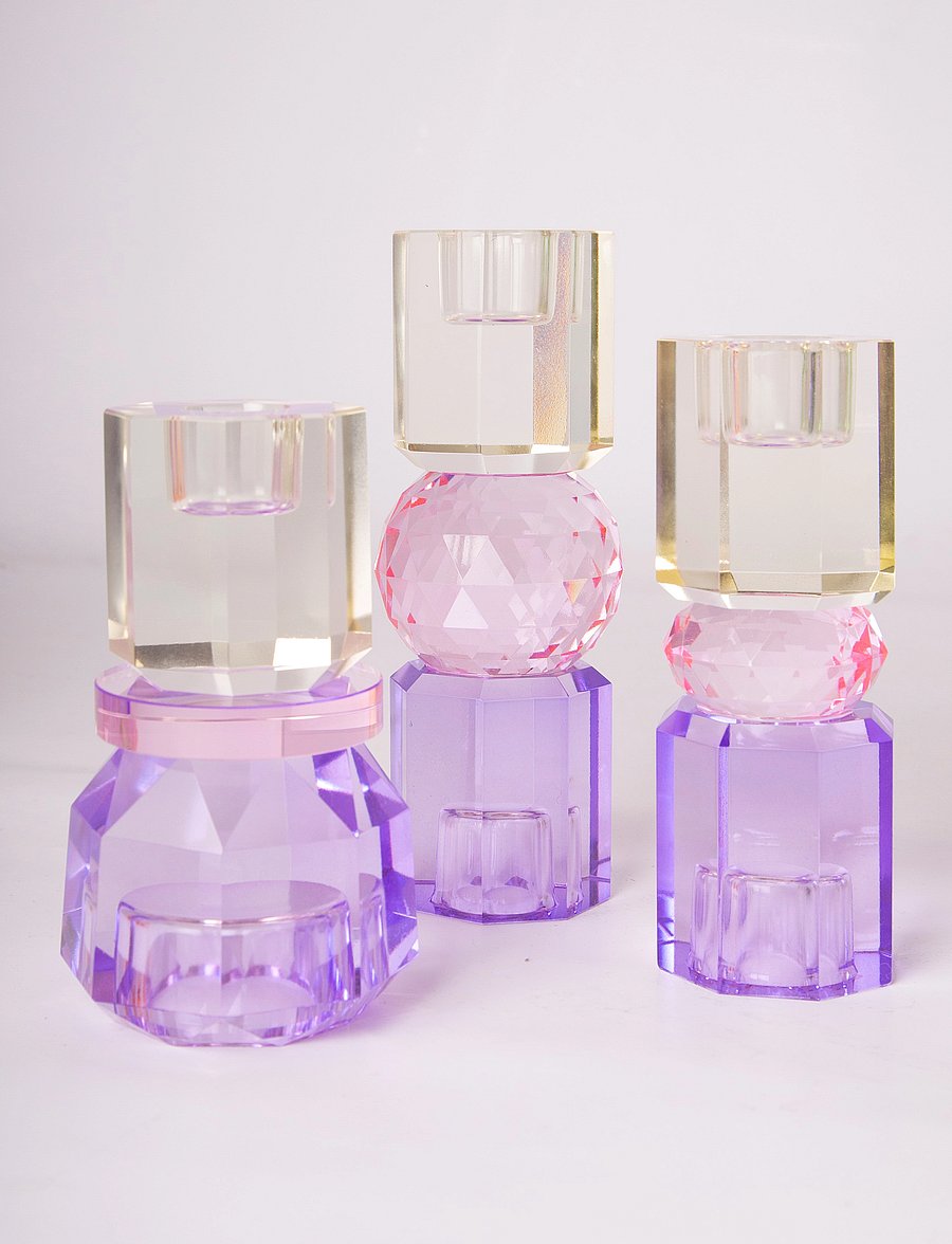 C'est Bon - Crystal candle holder - küünlajalad - butter/baby pink/violet - 4