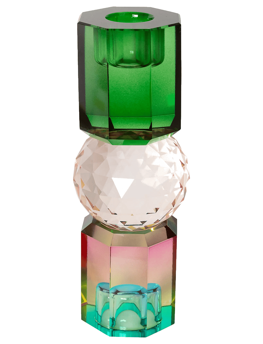 C'est Bon - Kristallikynttilänjalka, vihreä/persikka/vaaleanpunainen ombre, 16,5 x 6 x 6 cm - kynttilänjalat - green/peach/pink ombre - 0