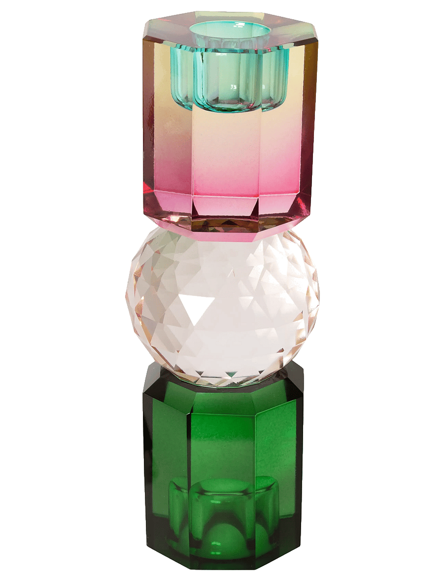 C'est Bon - Kristallikynttilänjalka, vihreä/persikka/vaaleanpunainen ombre, 16,5 x 6 x 6 cm - kynttilänjalat - green/peach/pink ombre - 1