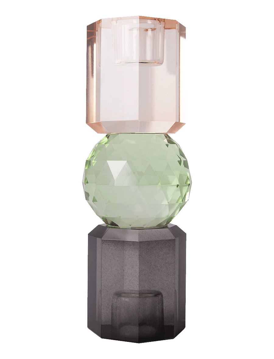 C'est Bon - Crystal candle holder - peach/green/smoke - 0
