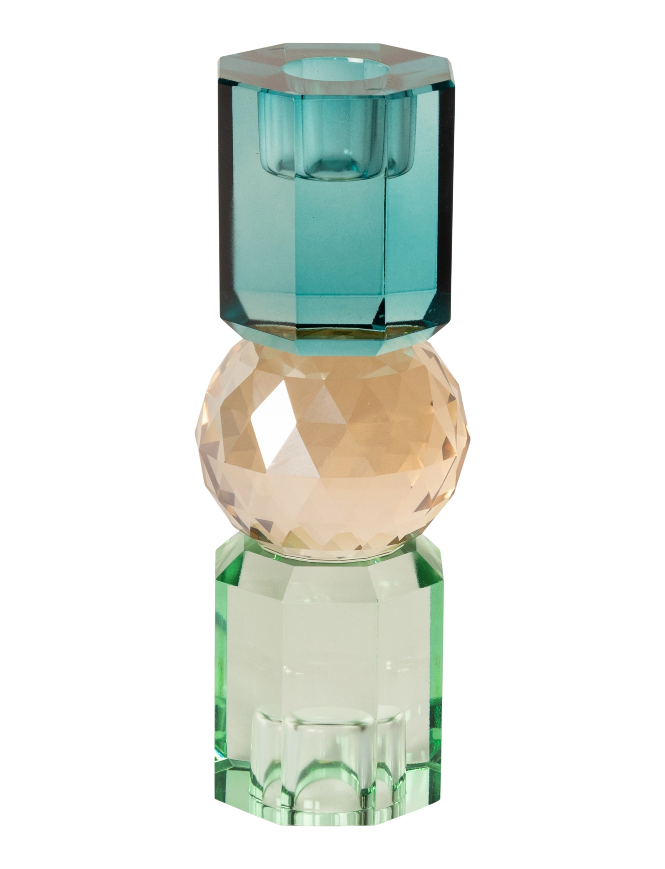Crystal candle holder - PETROL/SAND/LIGHT MINT