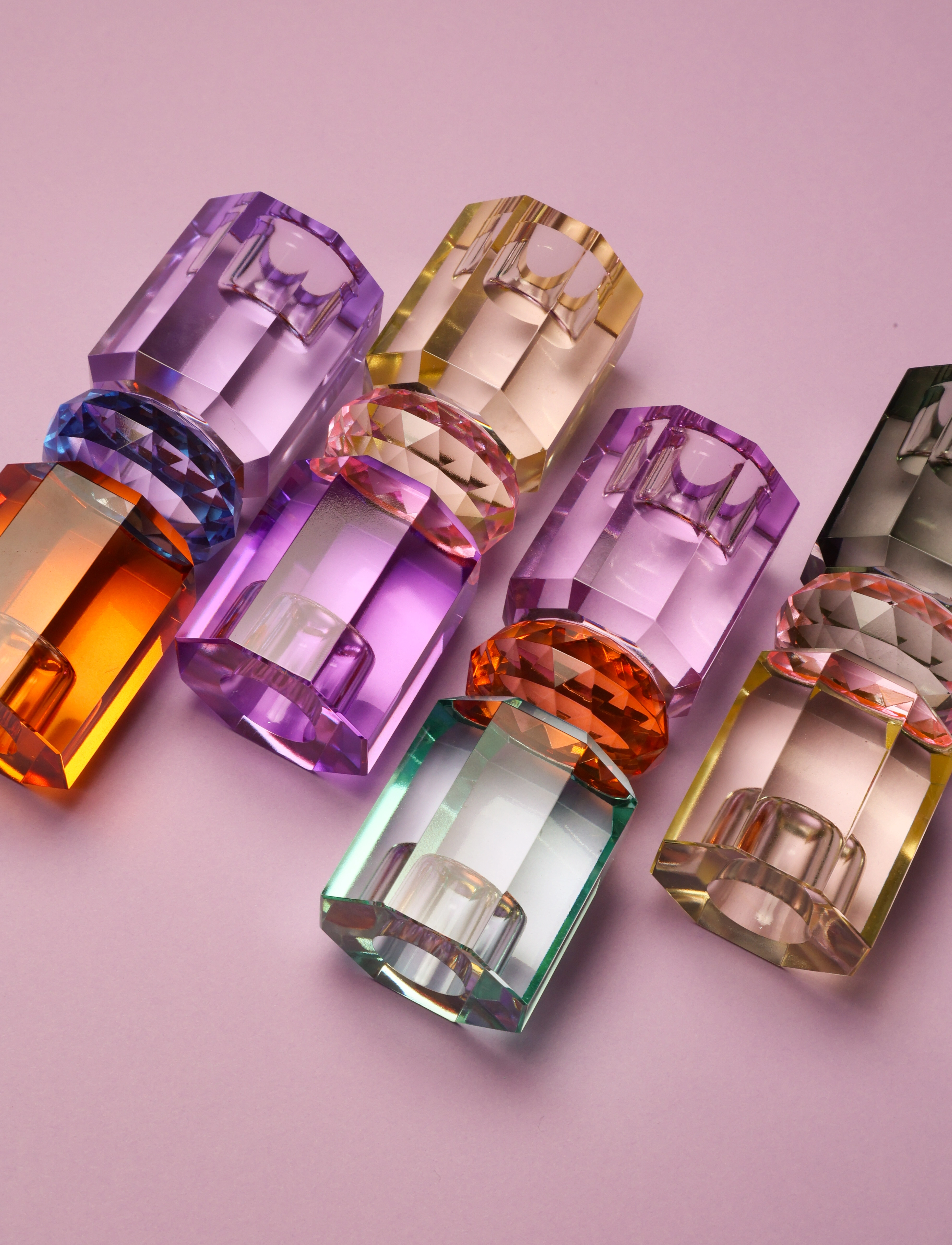 C'est Bon Crystal Candle Holder, One Size, Candlesticks & Lanterns, Lila - Candlesticks, Homeware