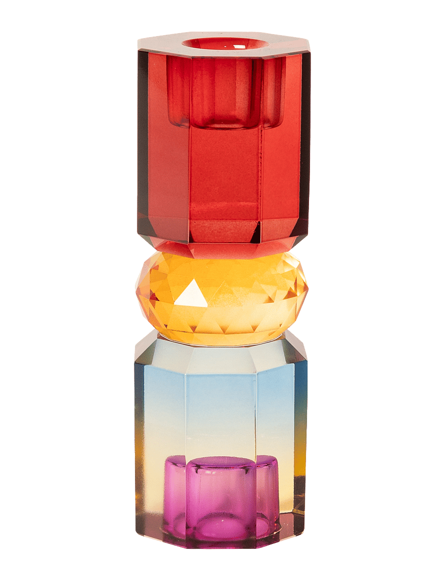 C'est Bon - Crystal candle holder - lysestager - bordeaux/amber/blue ombre - 3