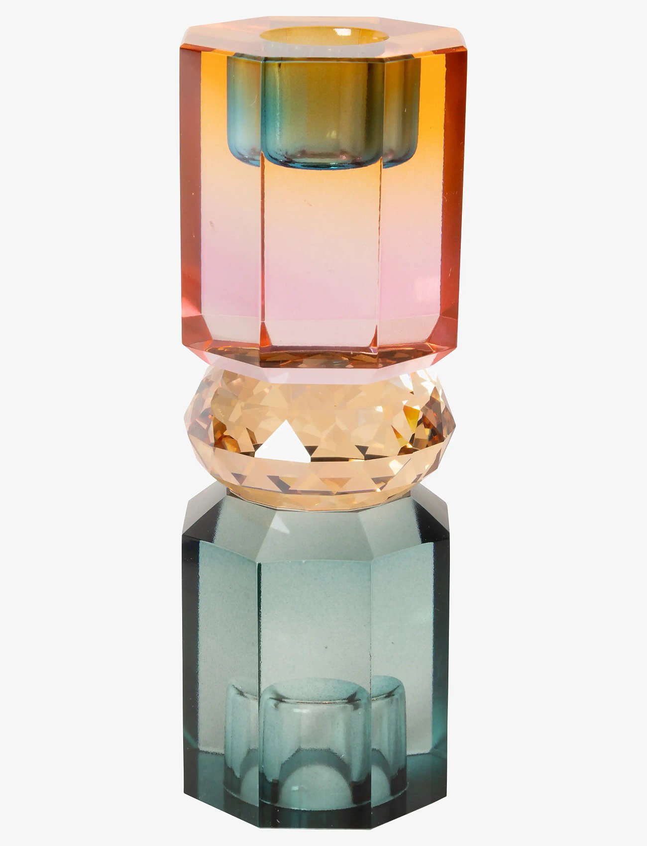 C'est Bon - Crystal candle holder - cyan/peach/rose ombre - 0