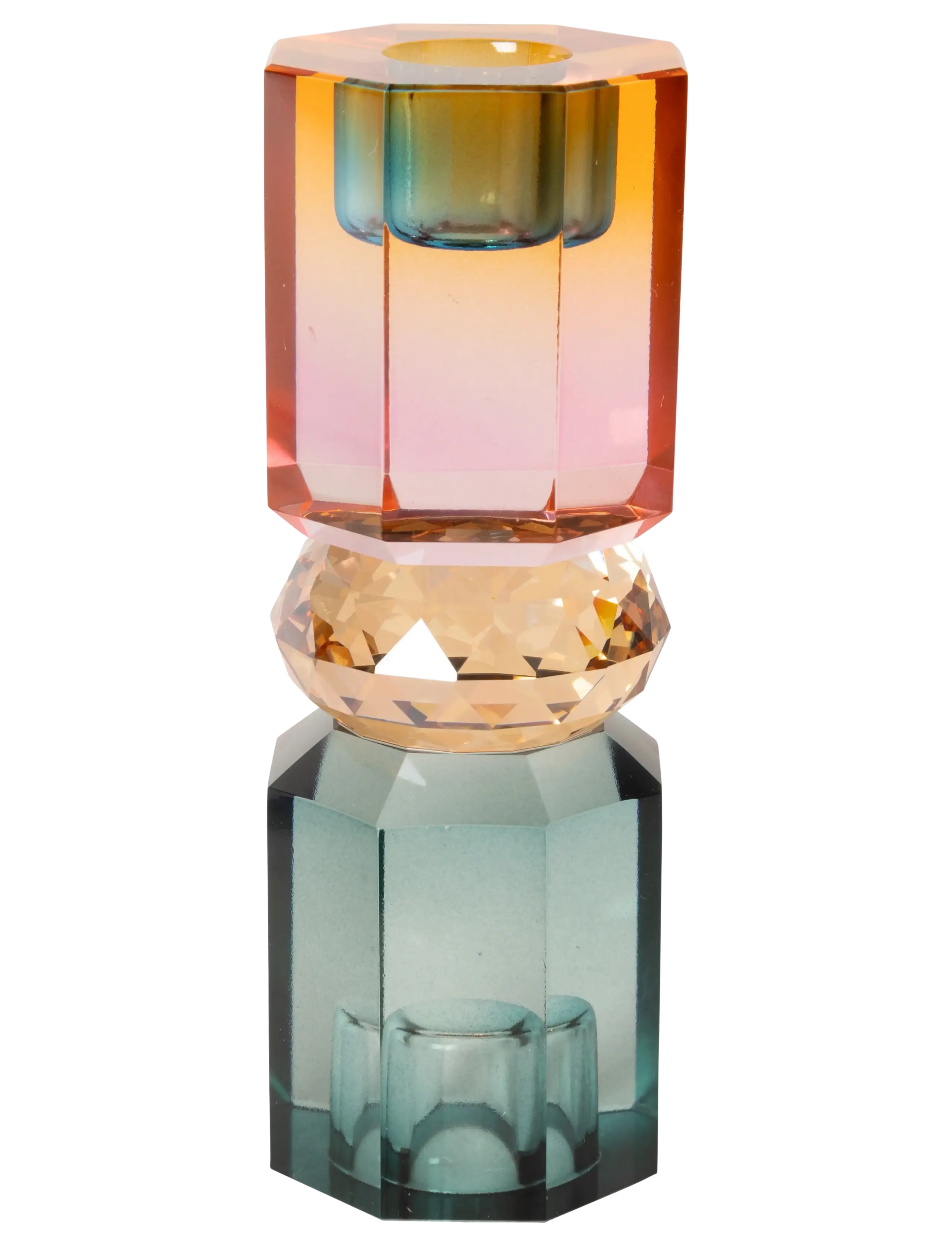 Crystal candle holder - CYAN/PEACH/ROSE OMBRE