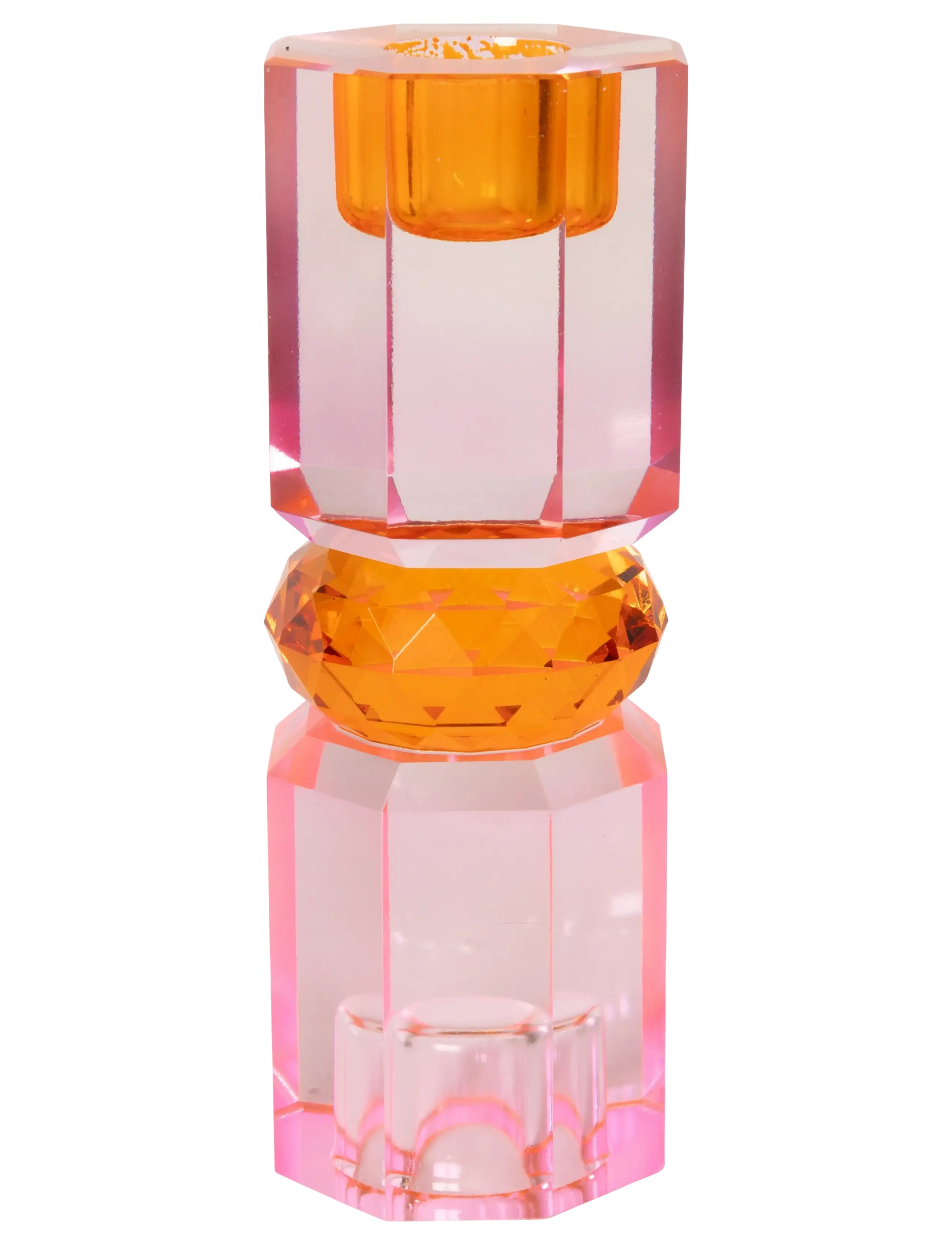 Crystal candle holder - PINK/TANGERINE/PEACH