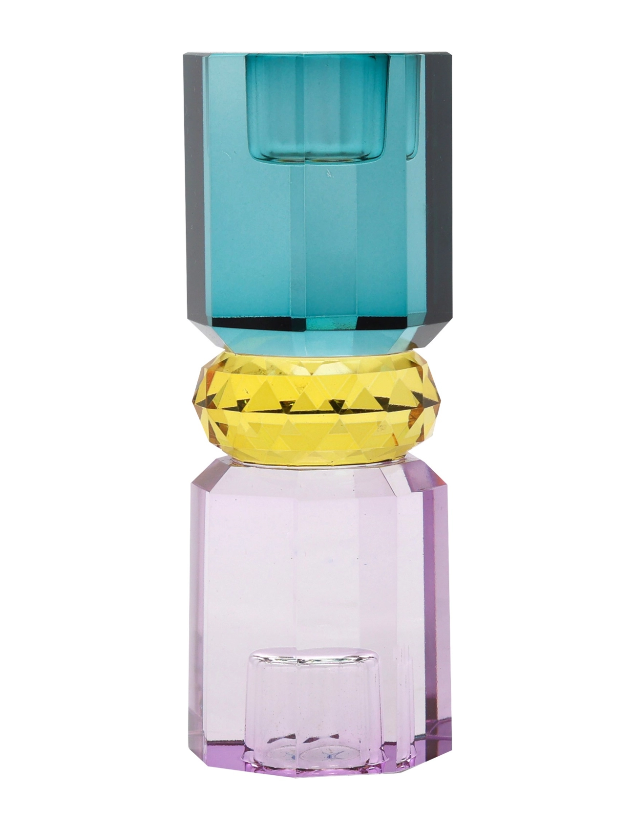 Crystal candle holder - VIOLET/YELLOW/PETROL