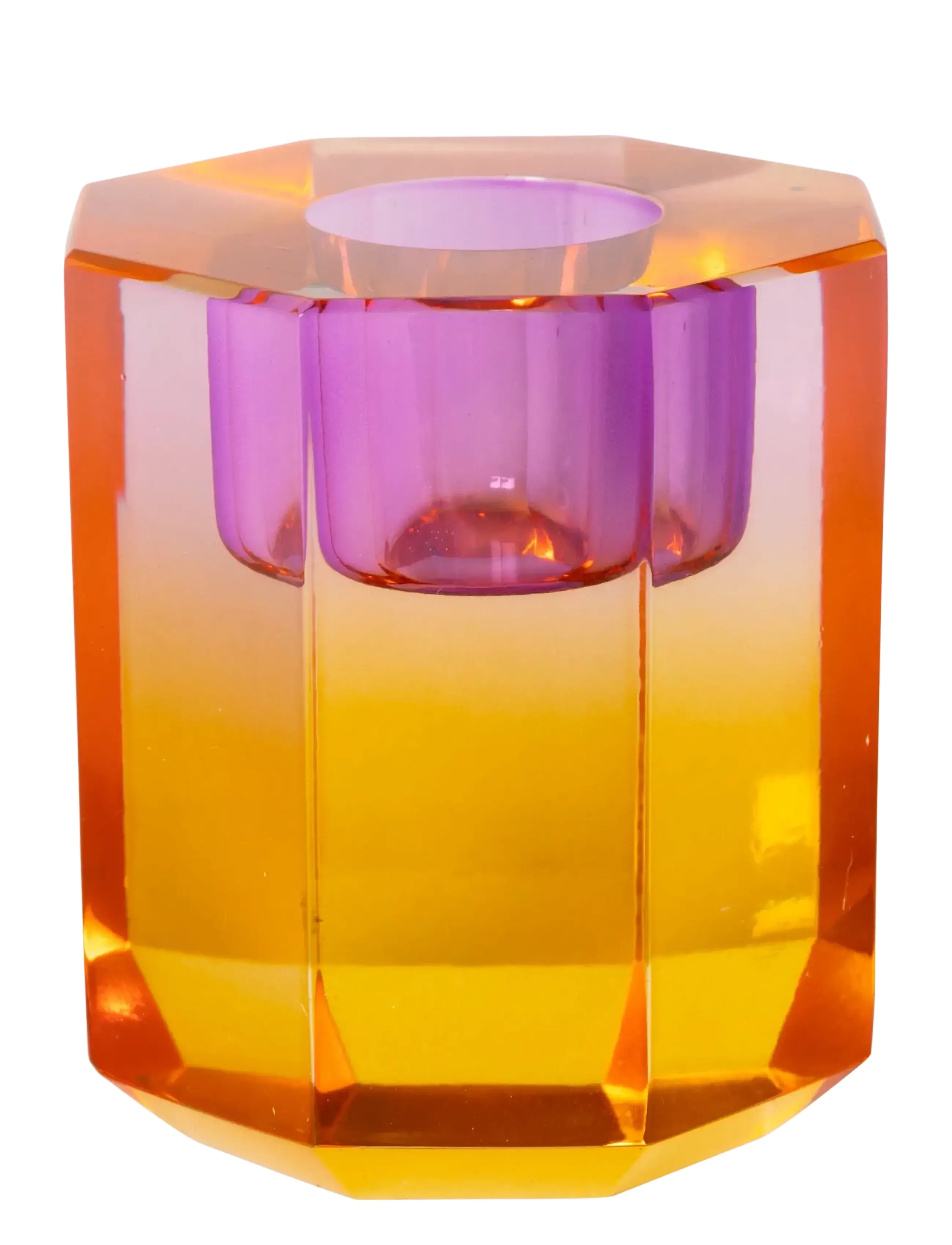 C'est Bon Crystal Candle Holder, Lysestage, Orange, Str: H6CM