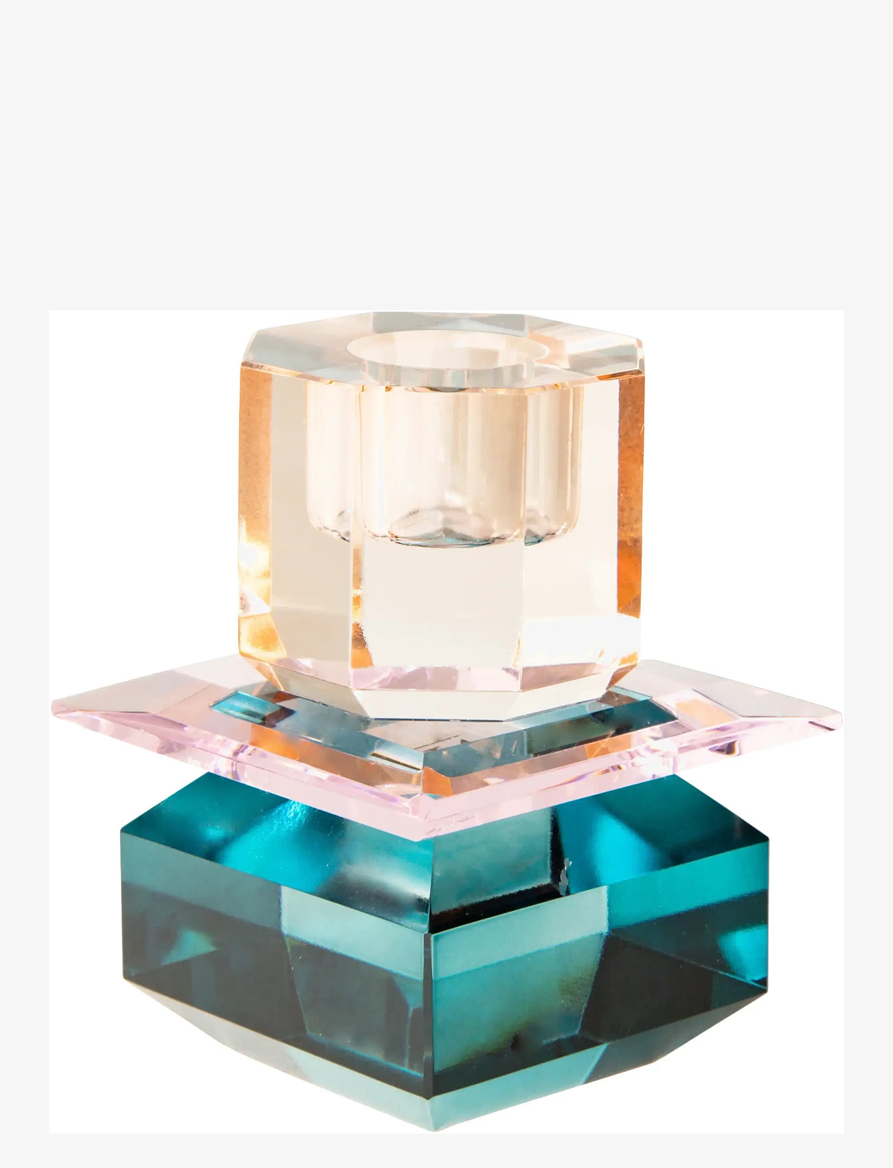 C'est Bon - Crystal candle holder - petrol/pink/peach - 0