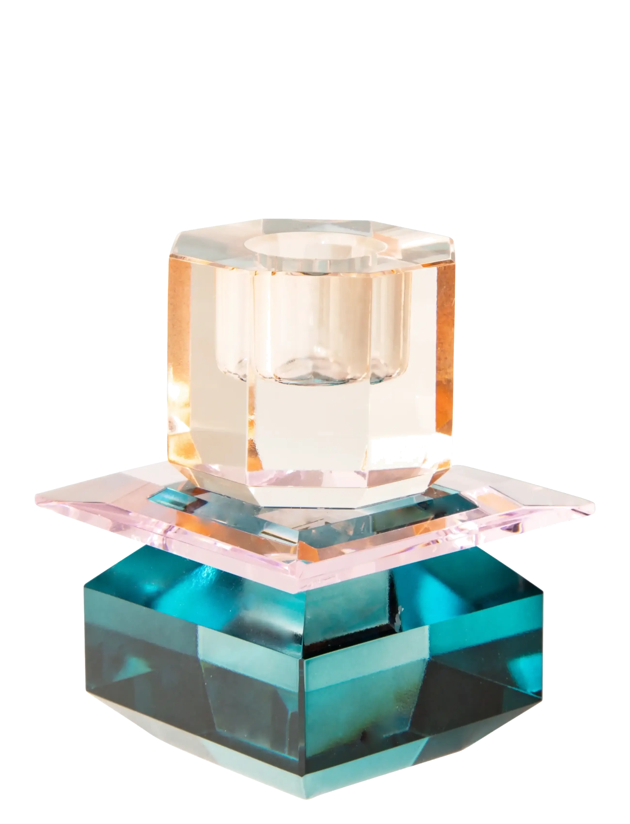 Crystal candle holder - PETROL/PINK/PEACH