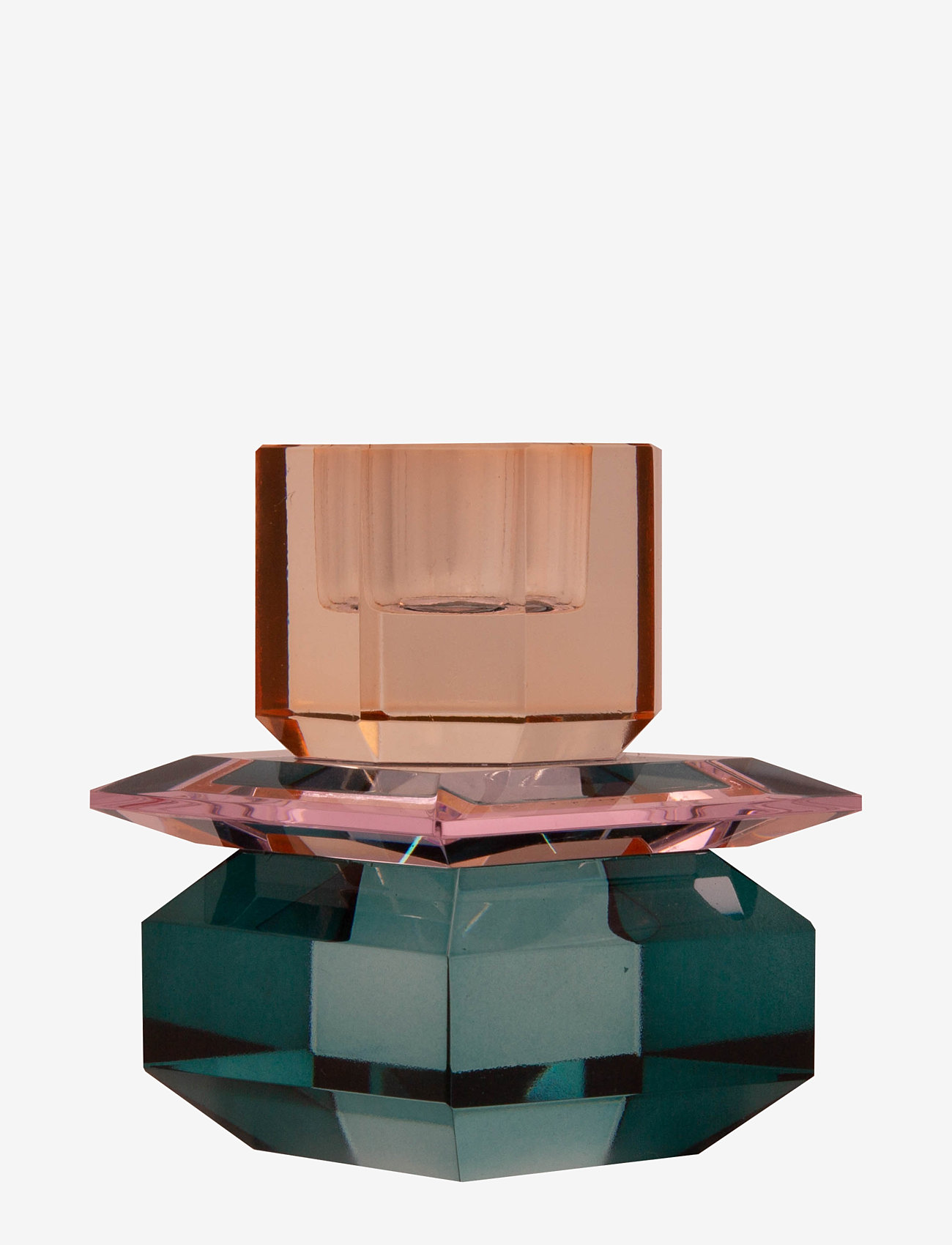 C'est Bon - Crystal candle holder - petrol/pink/peach - 1