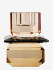 C'est Bon - Crystal candle holder - svečturi - peach/smoked gray/light brown - 0