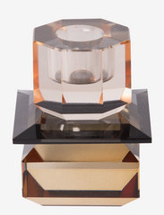 C'est Bon - Crystal candle holder - candlesticks - peach/smoked gray/light brown - 2
