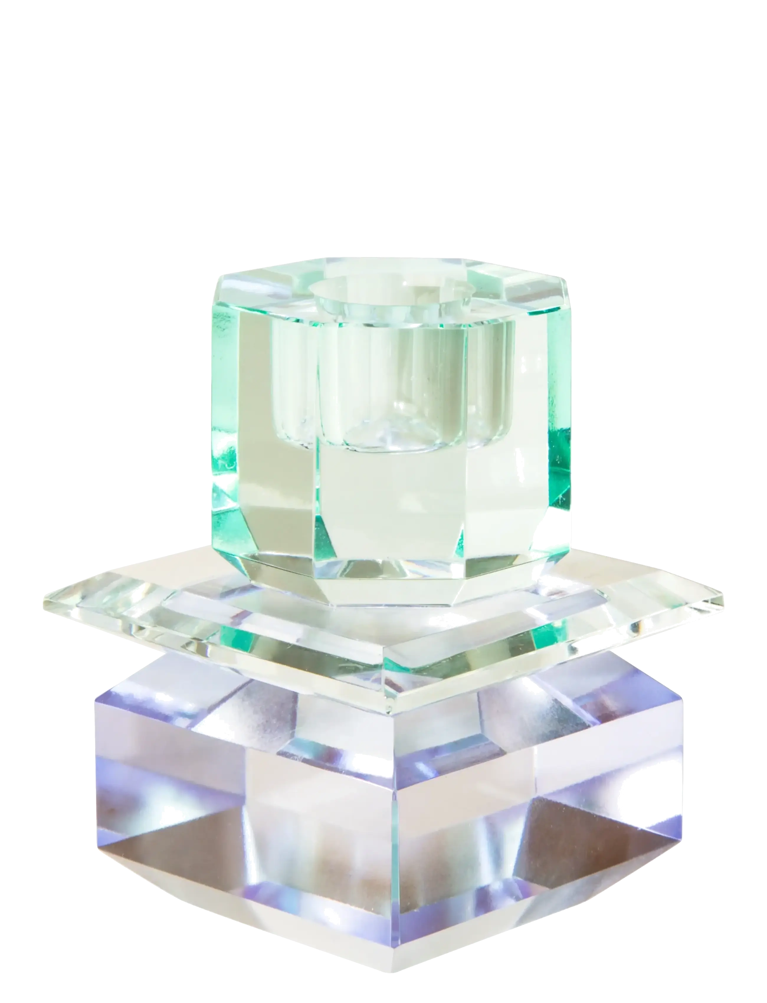 Crystal candle holder - LIGHT MINT/BLUE
