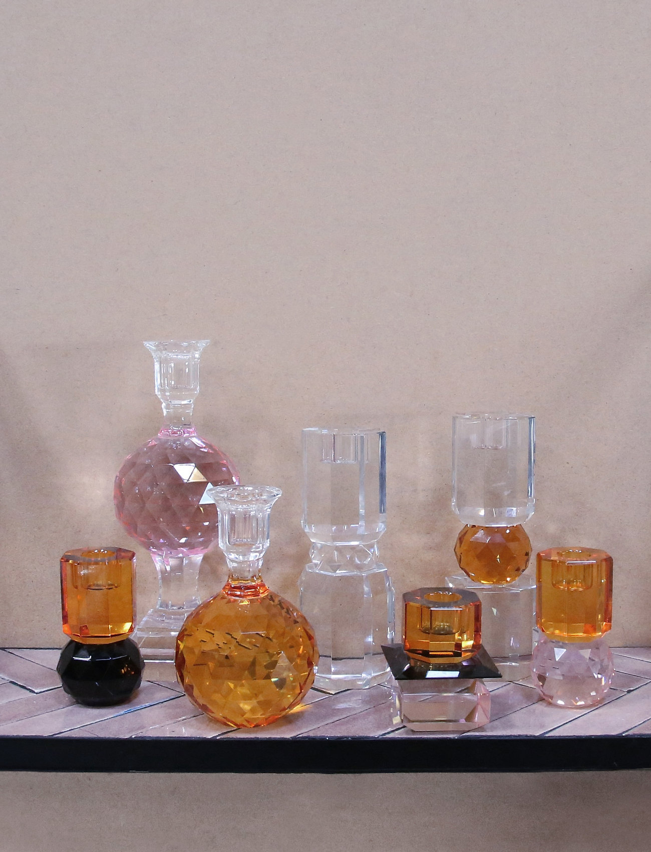 C'est Bon - Crystal candle holder - mažiausios kainos - black/amber - 1