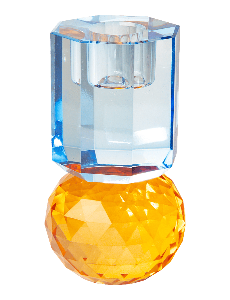 C'est Bon - Crystal candle holder - amber/cobolt - 0