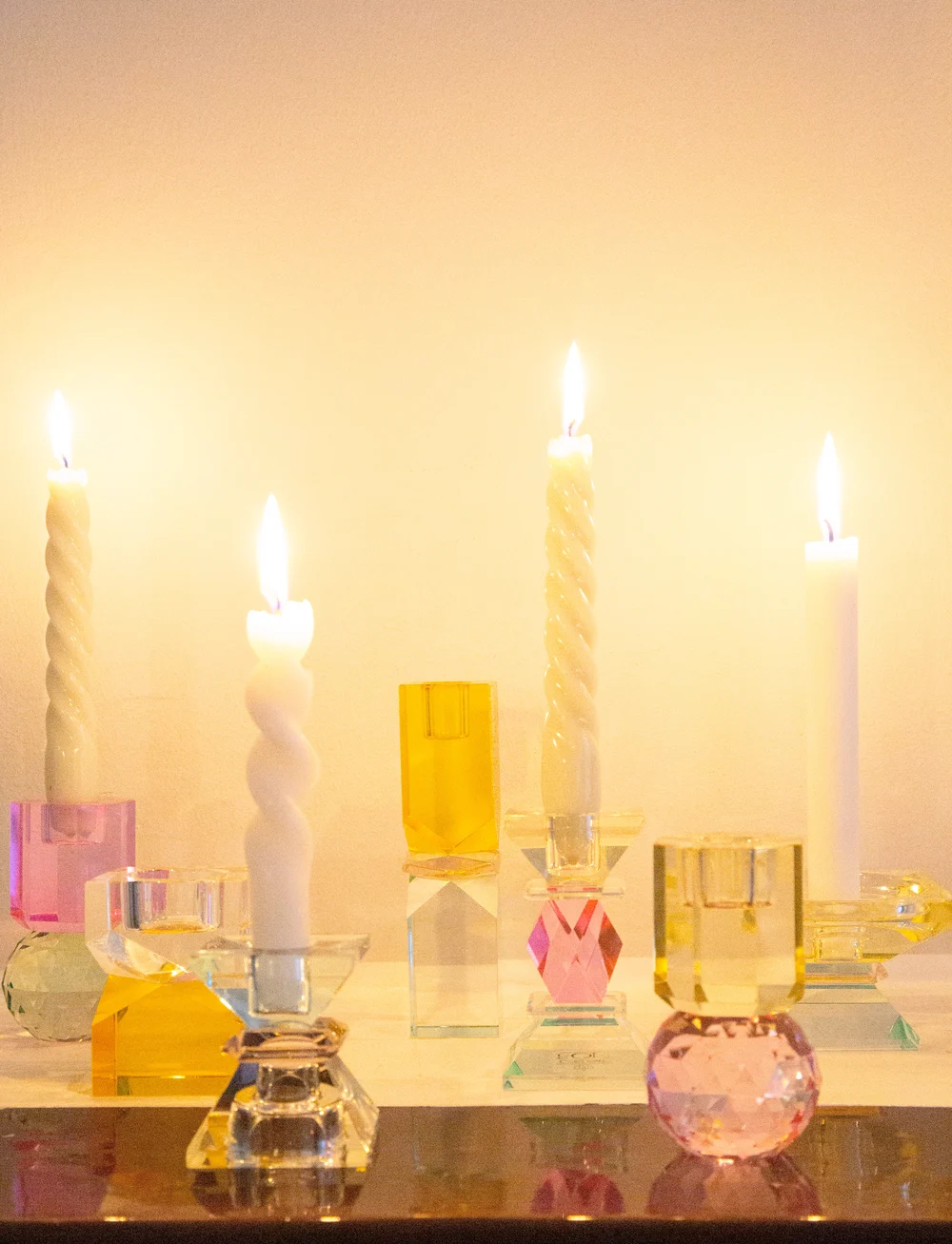 C'est Bon - Crystal candle holder - kerzenständer - light yellow/pink - 4