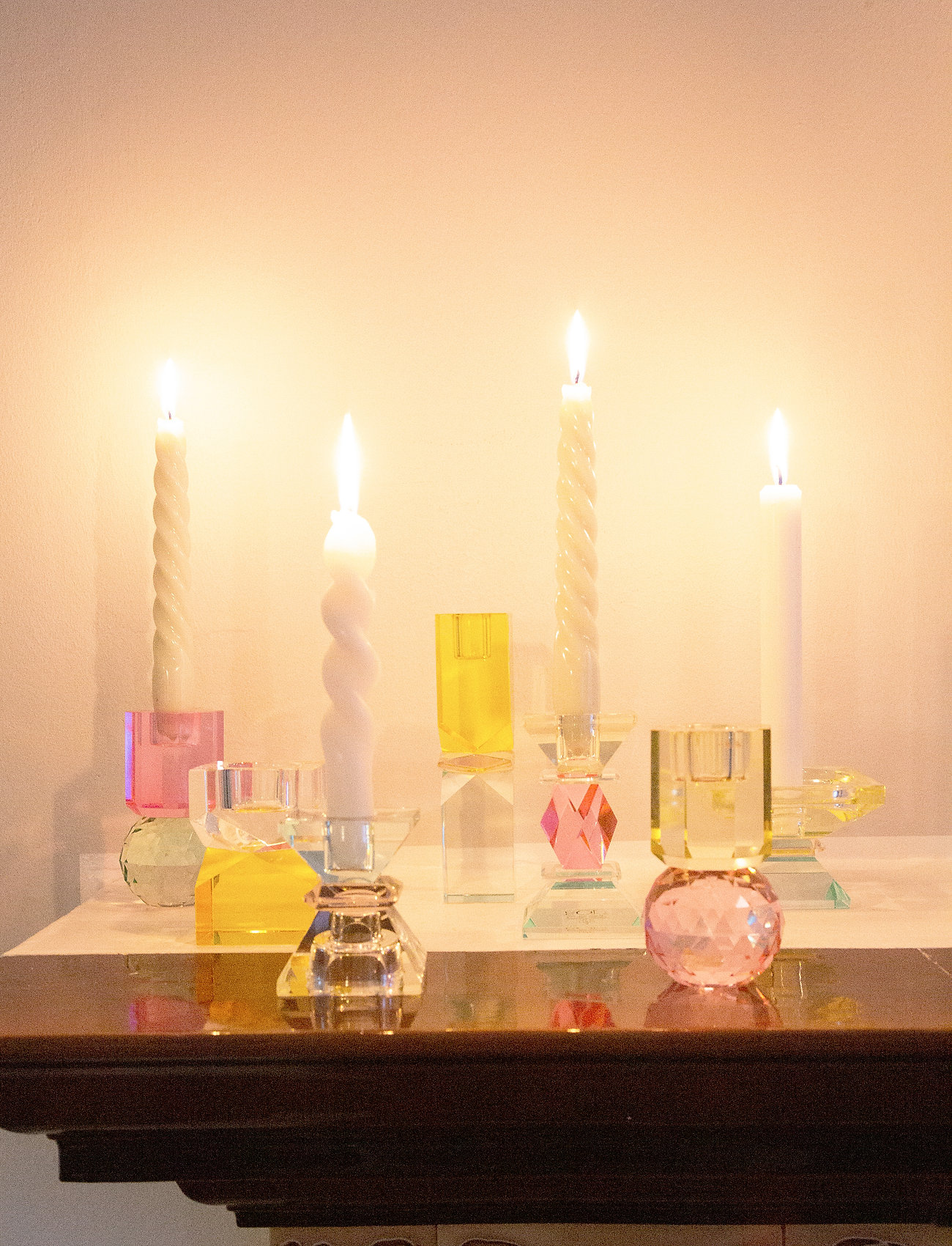 C'est Bon - Crystal candle holder - mažiausios kainos - pink/mint - 1