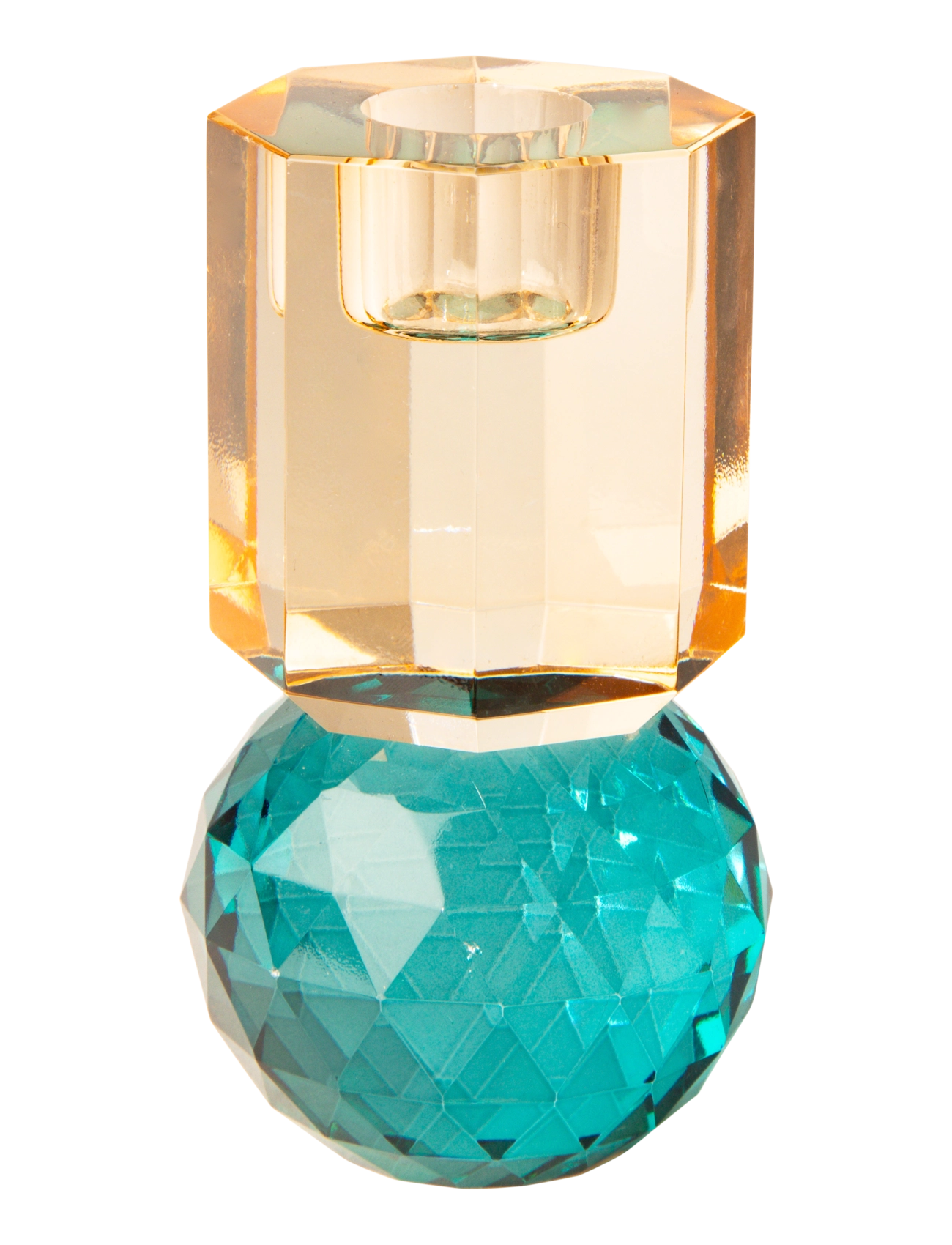C'est Bon Crystal candle holder - Lysestager & Fyrfadsstager - PETROL/PEACH / blue