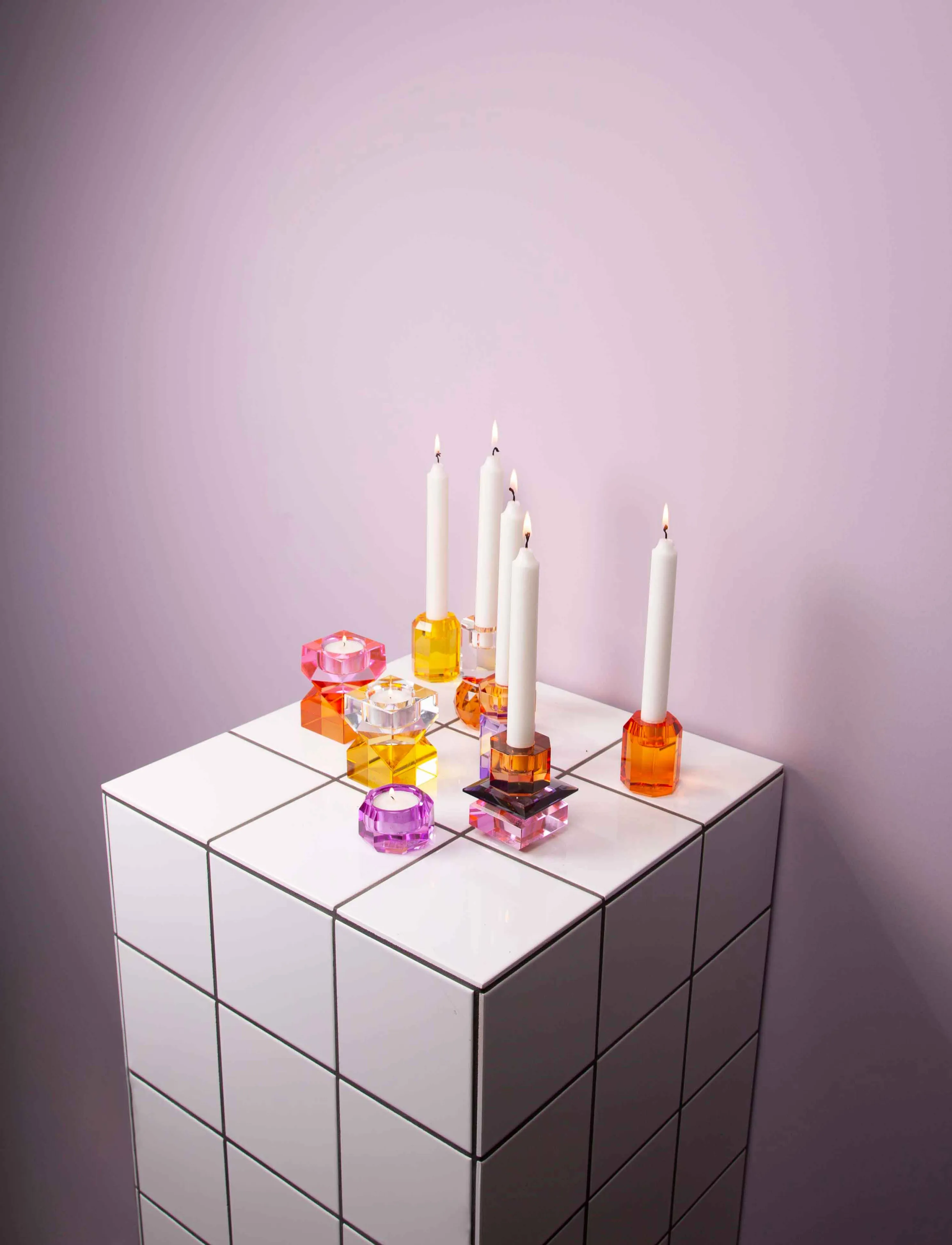 C'est Bon - Crystal candle holder - najniższe ceny - yellow/clear - 3