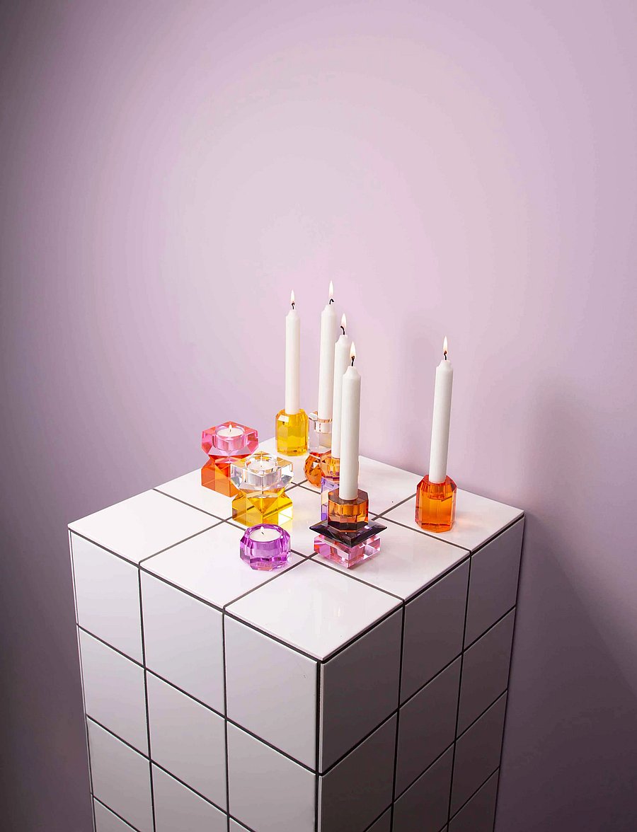 C'est Bon - Crystal candle holder - madalaimad hinnad - yellow/clear - 3