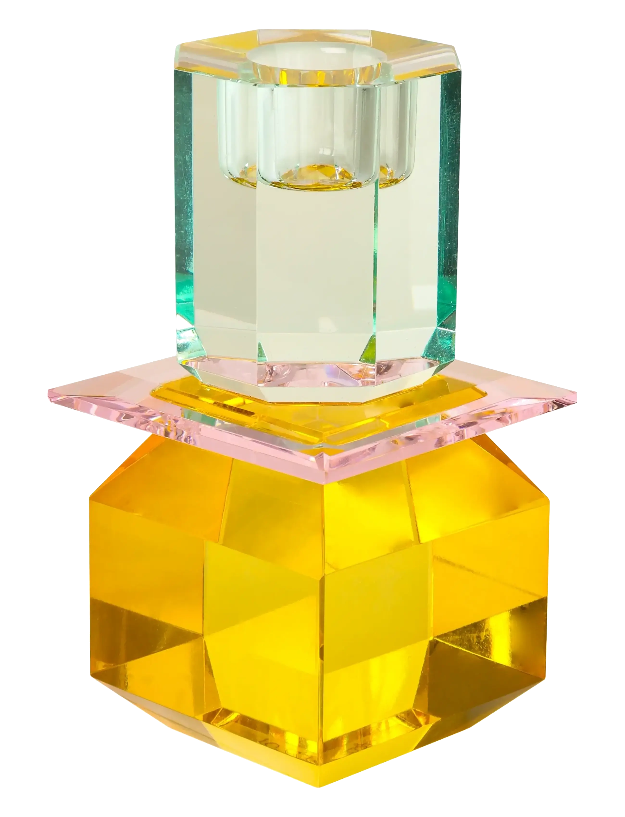 Crystal candle holder - YELLOW/PINK/LIGHT MINT