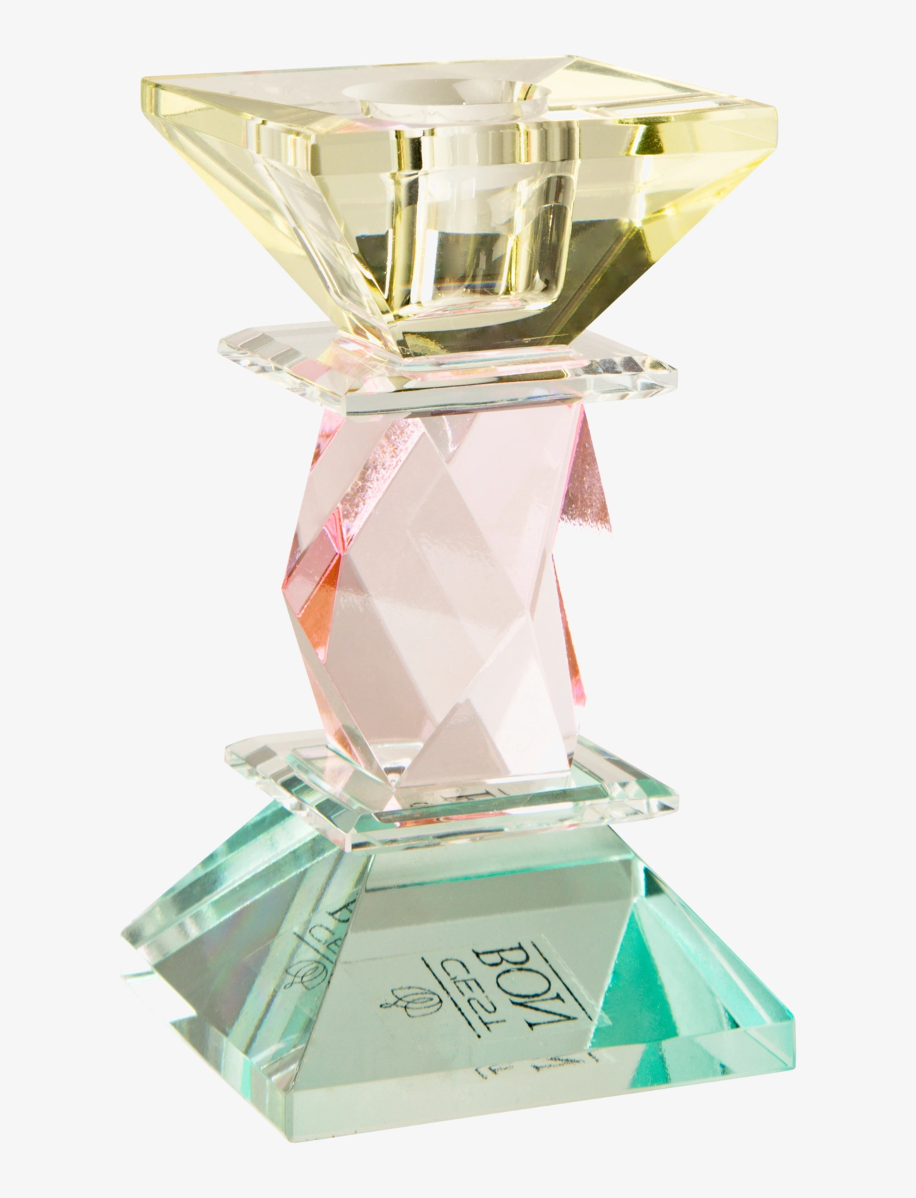 C'est Bon Crystal candle holder - Dekoration - LIGHT YELLOW/CLEAR/PINK/LIGHT MINT / green